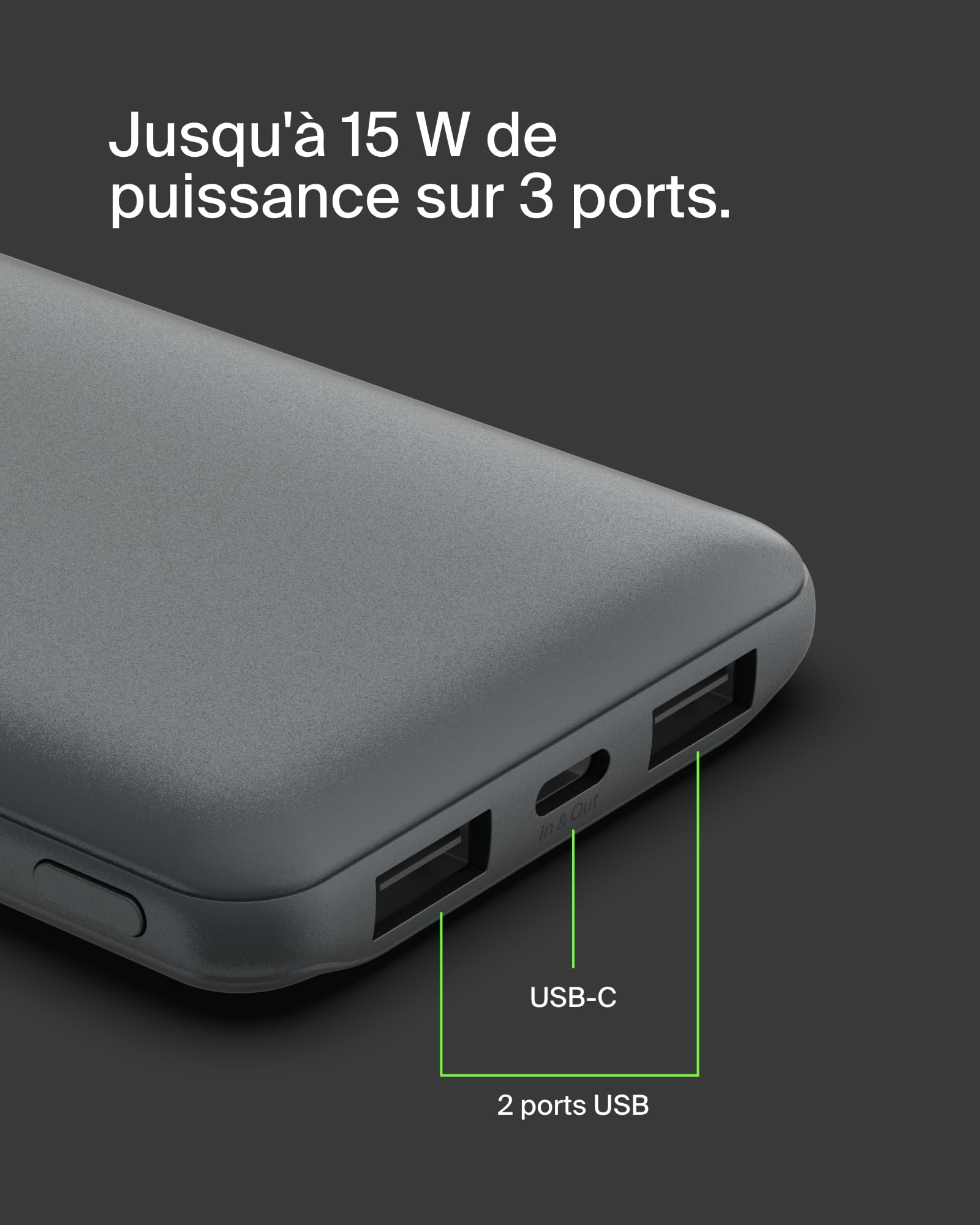 BELKIN 10k power bank 15w space grey