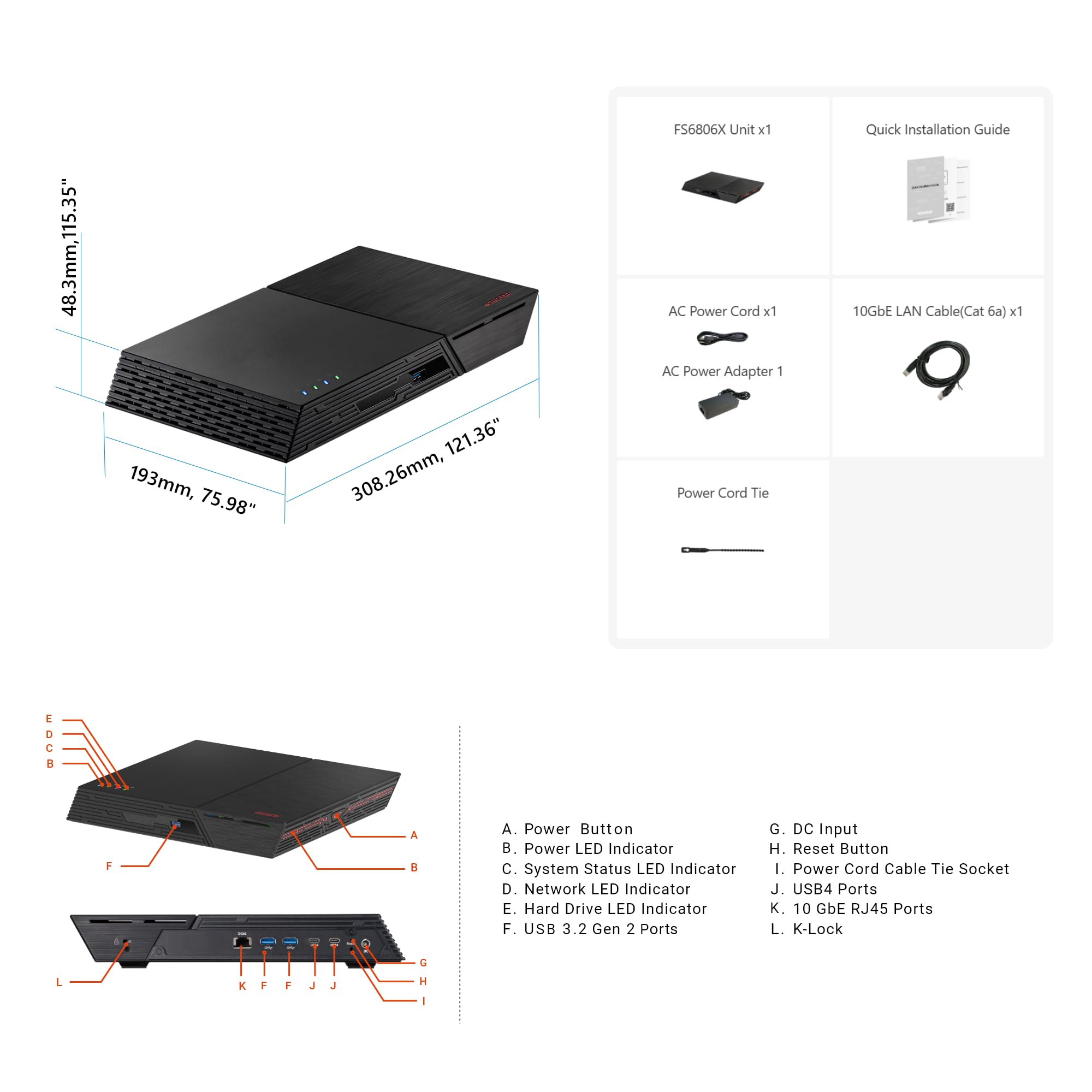 ASUSTOR FLASHSTOR GEN 2 FS6806X NAS 6 baies AMD Ryzen Embedded V3C14 8Go DDR5 - 10 GbE x2 - USB x2 - 6x M.2 SSD - Garantie 3 ans