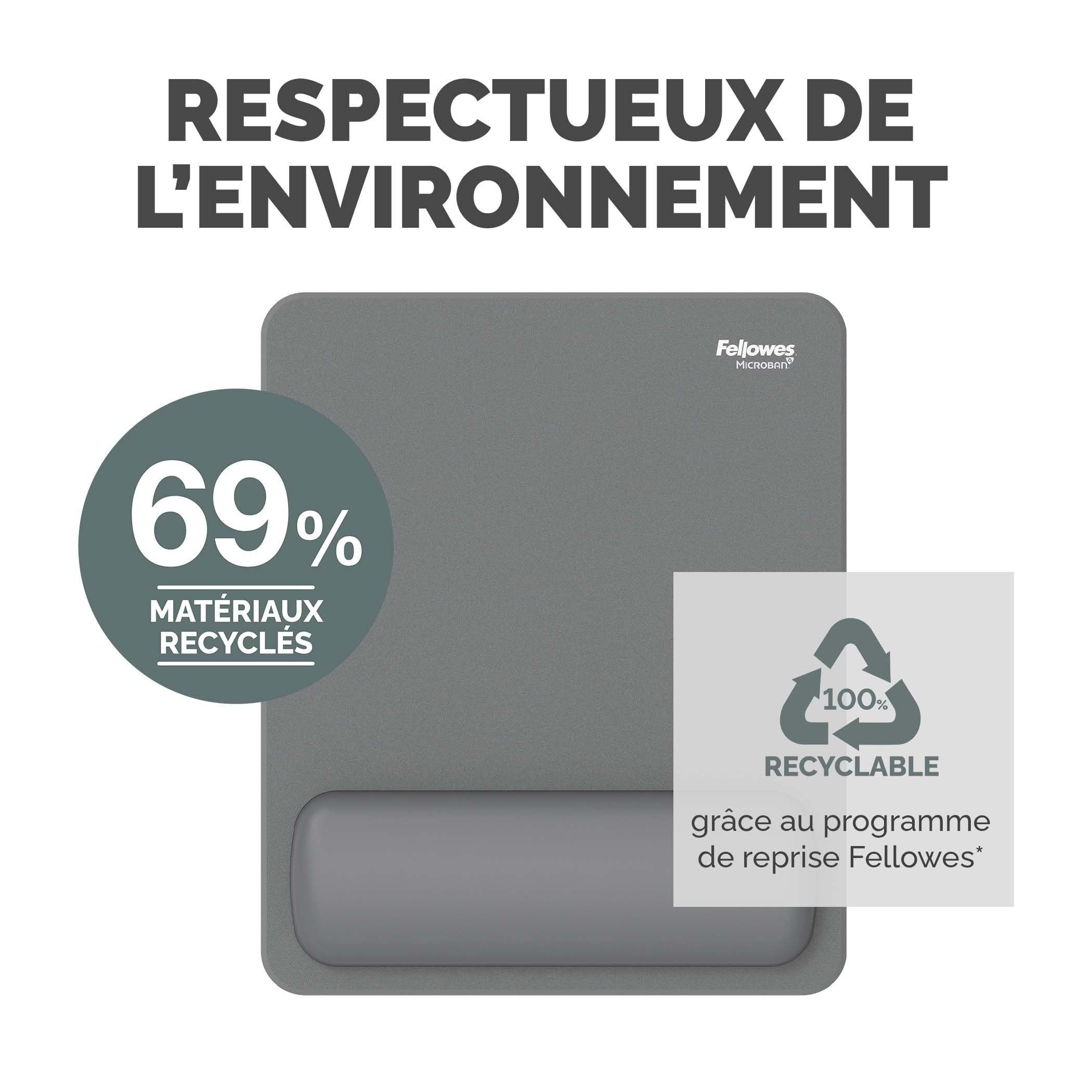 FELLOWES Tapis de souris repose-poignets Breyta GRIS