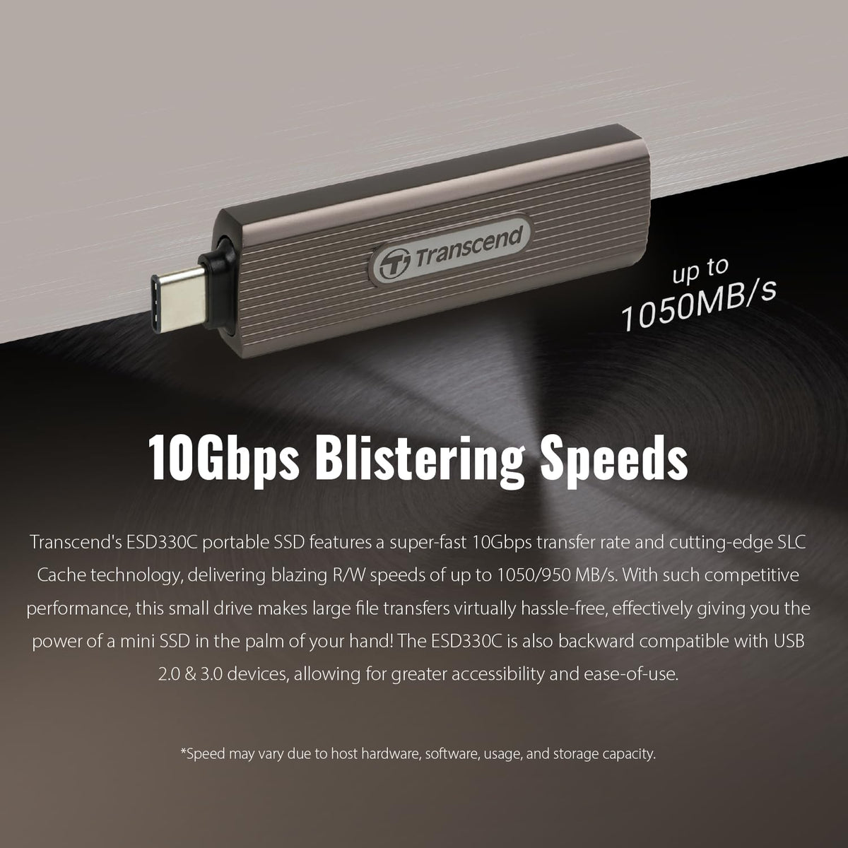 TRANSCEND ESD330C 1To External SSD USB 10Gbps Type-C