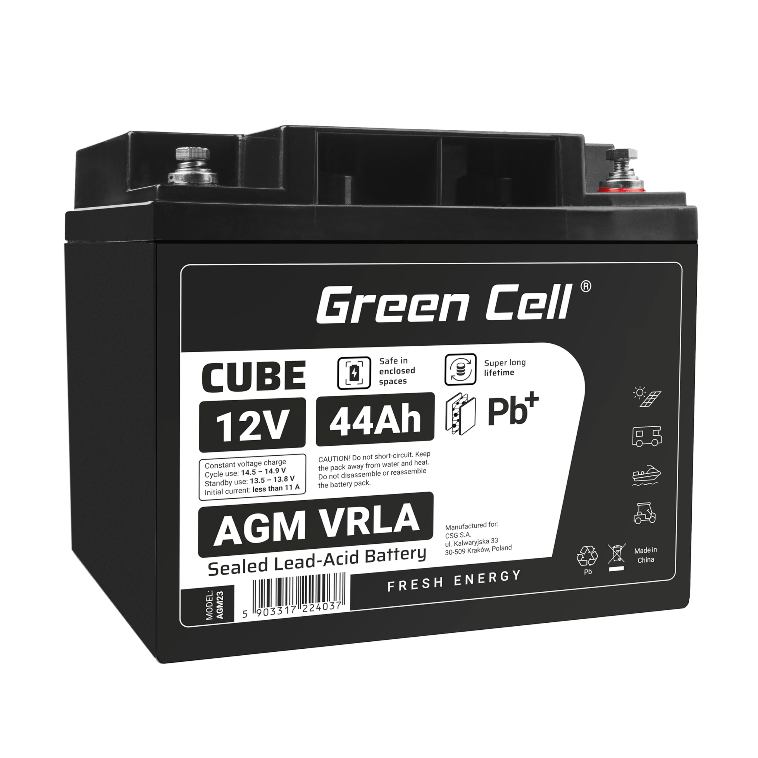 Green Cell AGM23 Batterie de l'onduleur Sealed Lead Acid (VRLA) 12 V 44 Ah