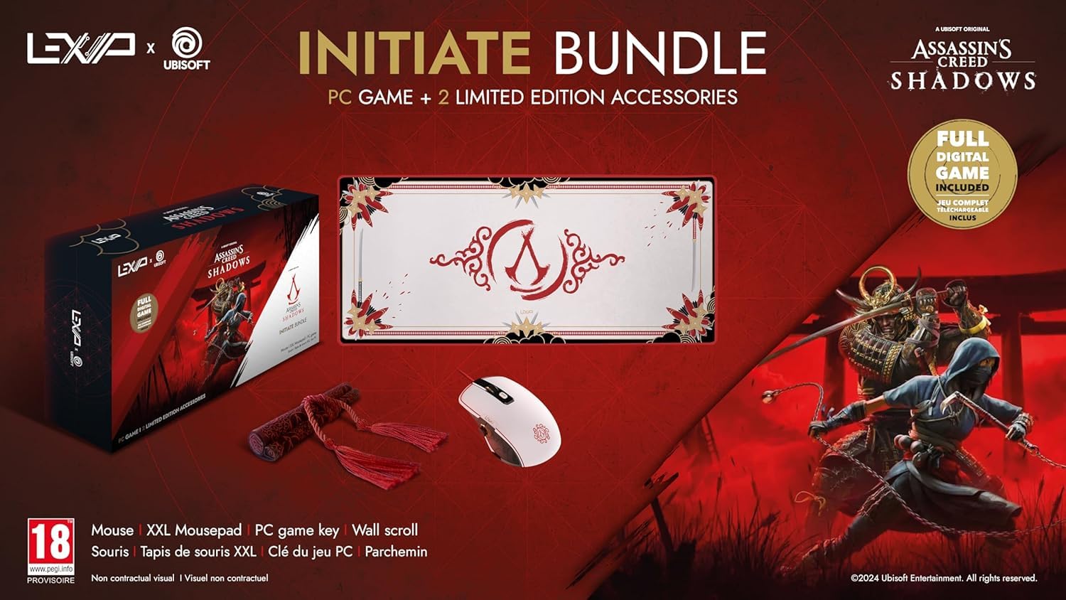 LEXIP X UBISOFT ASSASSINS CREED SHADOWS COFFRET INITIATE JEU PC SOURIS TAPIS
