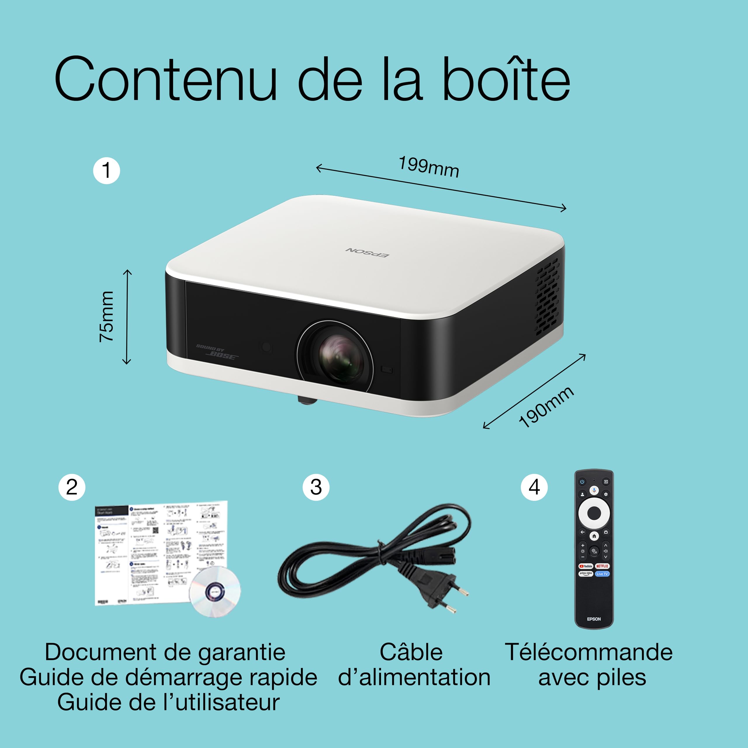 EPSON Lifestudio Pop EF-61W - Projecteur 3LCD - portable - 700 lumens -  Full HD 16:9 wireless  Bluetooth - Blanc diamant