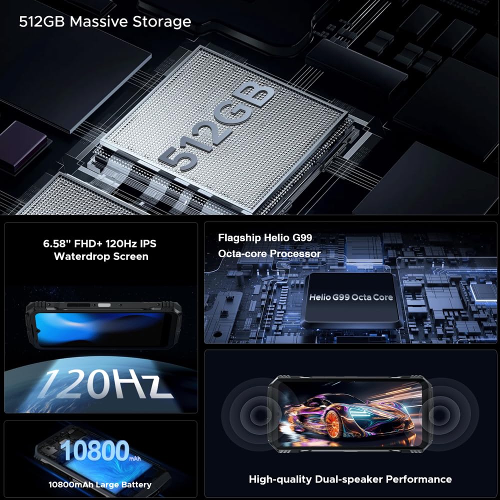 Doogee S118 (Double Sim - 6.58'', 512 Go, 8 Go RAM) Argent