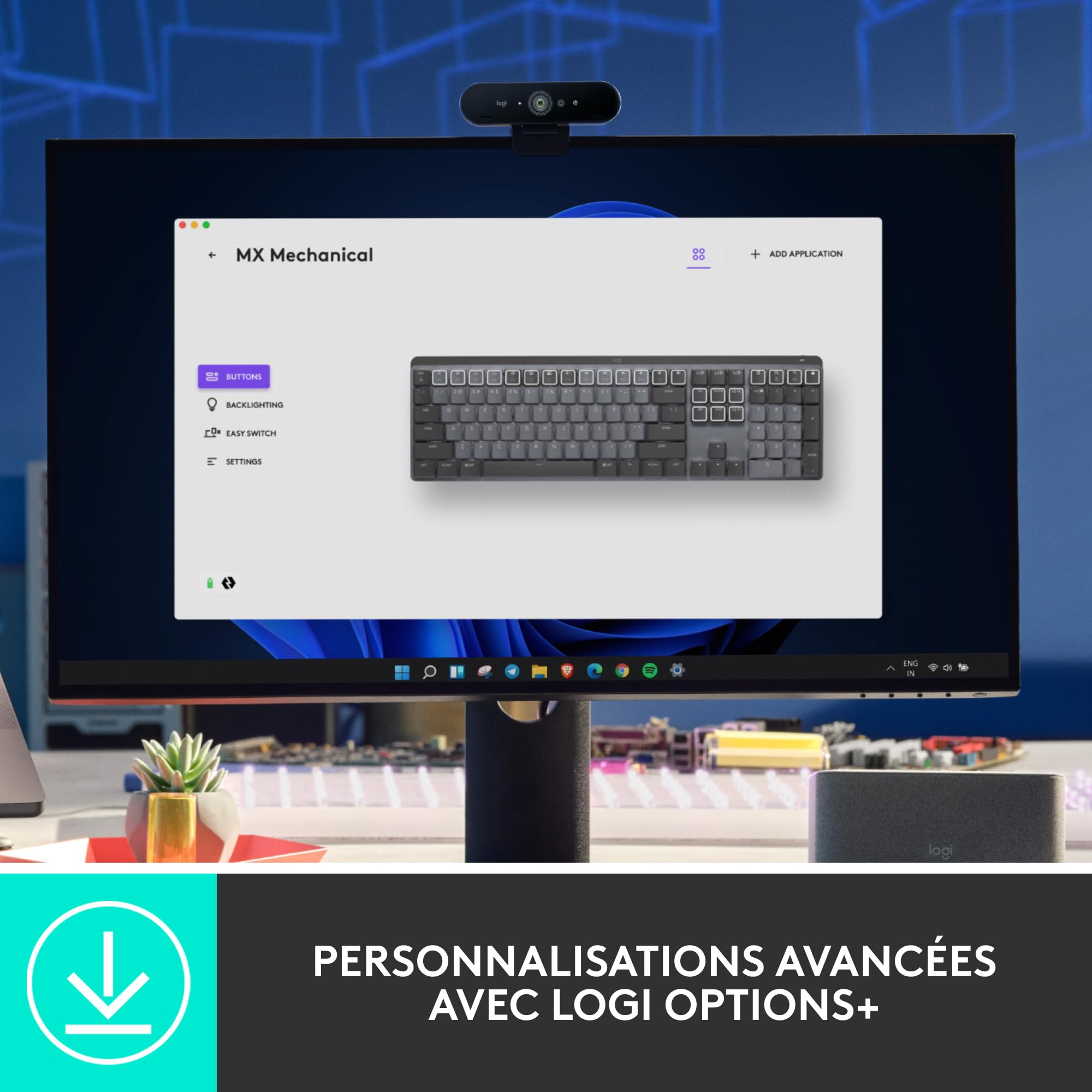 LOGITECH MX Mechanical Wireless Illuminated Performance Keyboard - GRAPHITE - (FR) - 2.4GHZ/BT - N/A - CENTRAL - TACTILE
