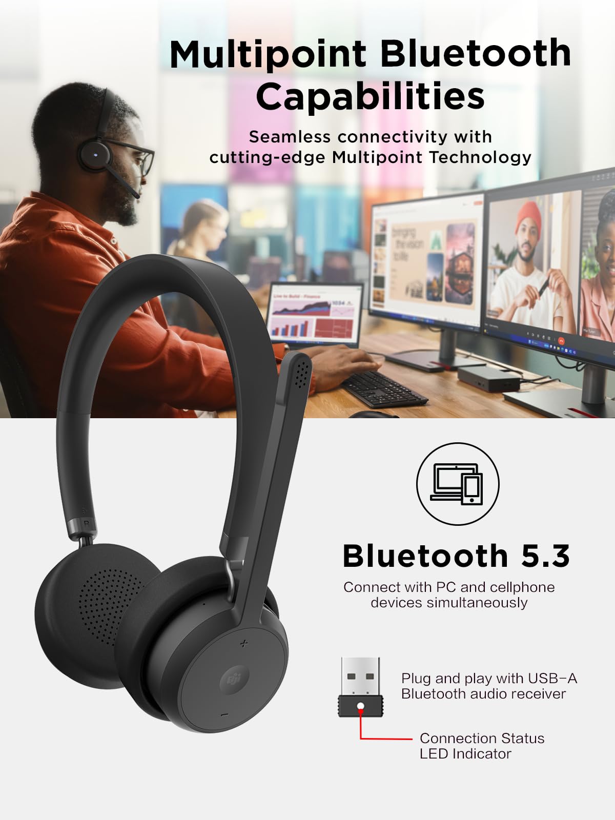 LENOVO - Micro-casque - Bluetooth - sans fil - USB-A via adaptateur Bluetooth - Certifié pour Microsoft Teams - ThinkRed