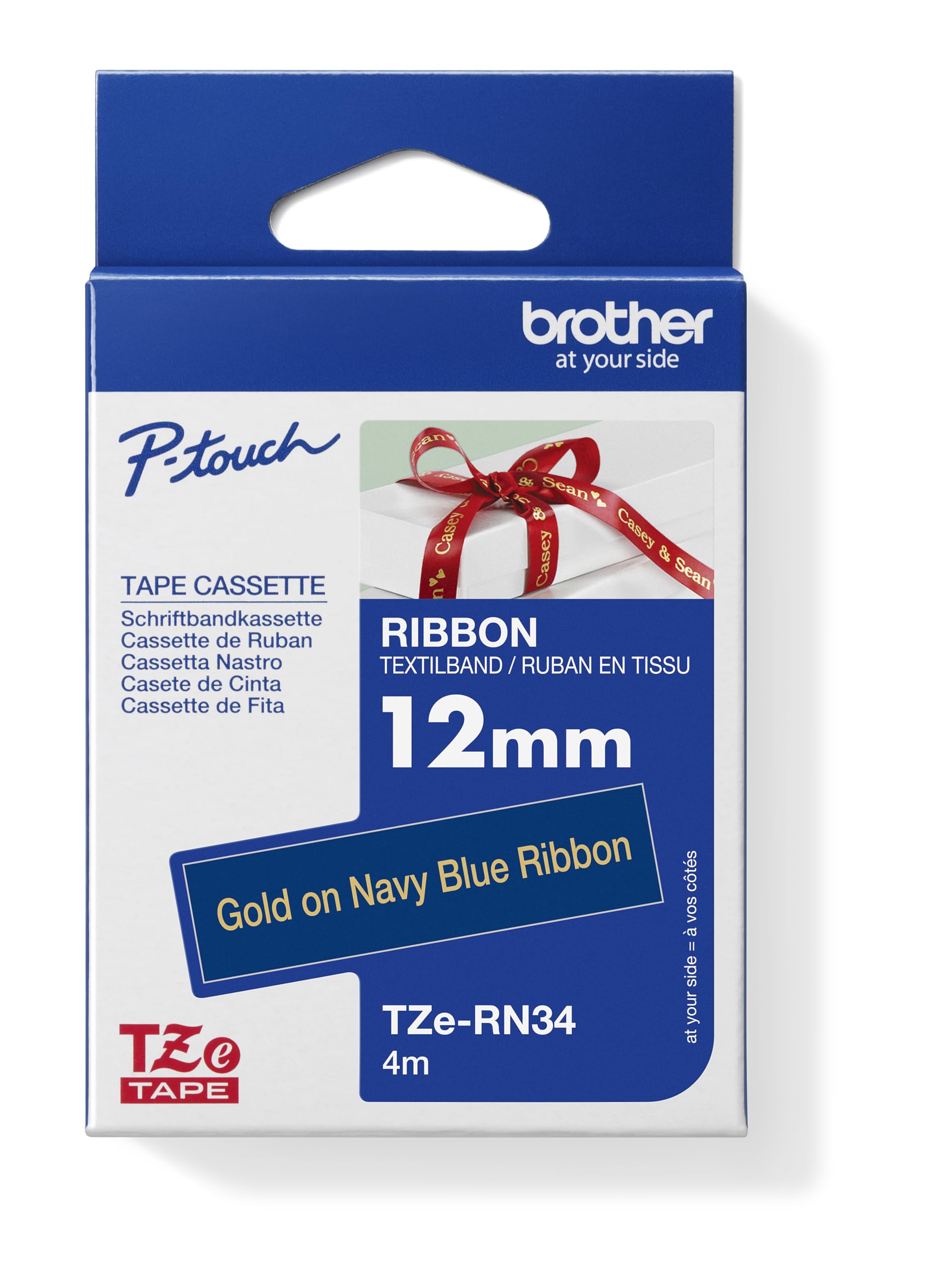 BROTHER Ruban laminé Noir sur Bleu Pastel 12mm (4m)
