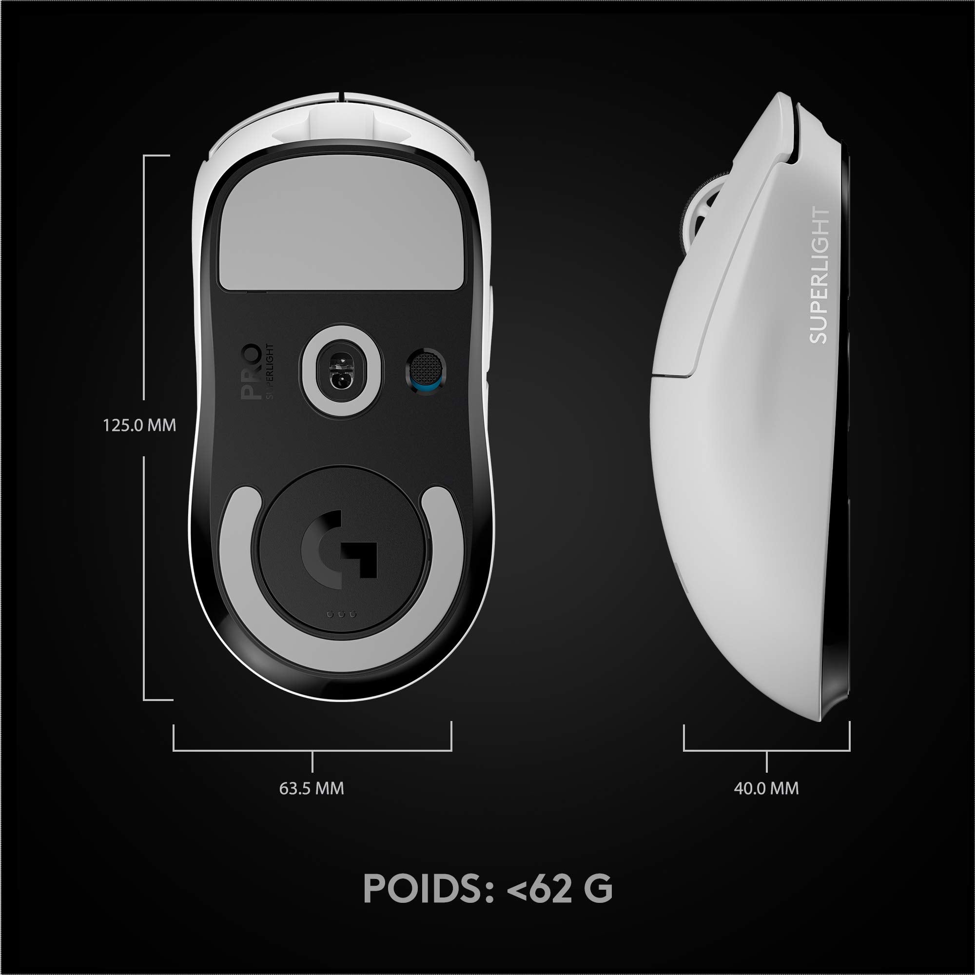 LOGITECH PRO X SUPERLIGHT Wireless Gaming Mouse Mouse optical 5 buttons wireless 2.4 GHz USB LIGHTSPEED receiver white