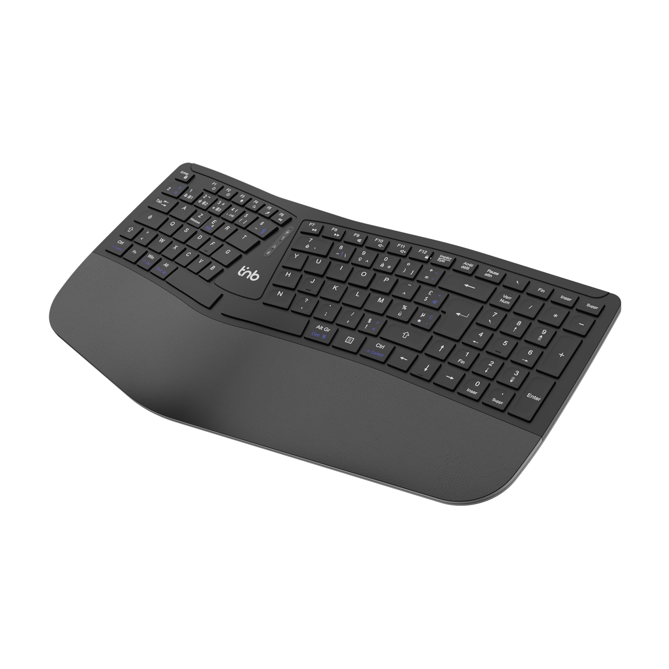TNB ERGO - Clavier ergonomique sans fil rechargeable Bluetooth + 2.4GHz (FR)