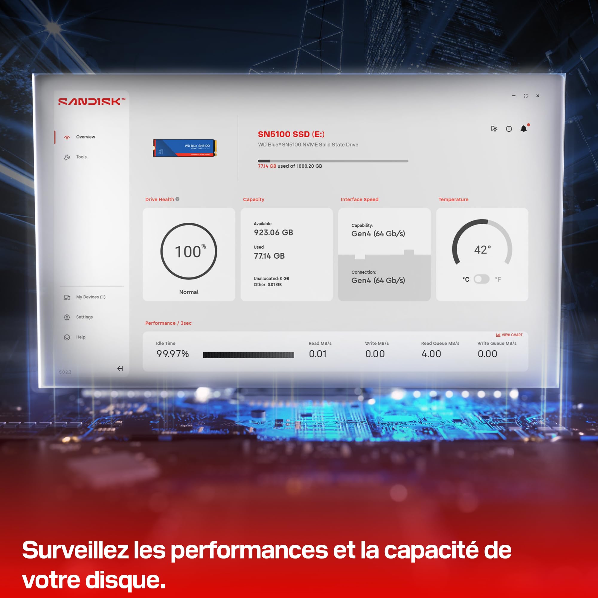 WD Disque SSD Blue SN5100 NVMe 1To POWERED BY SANDISK