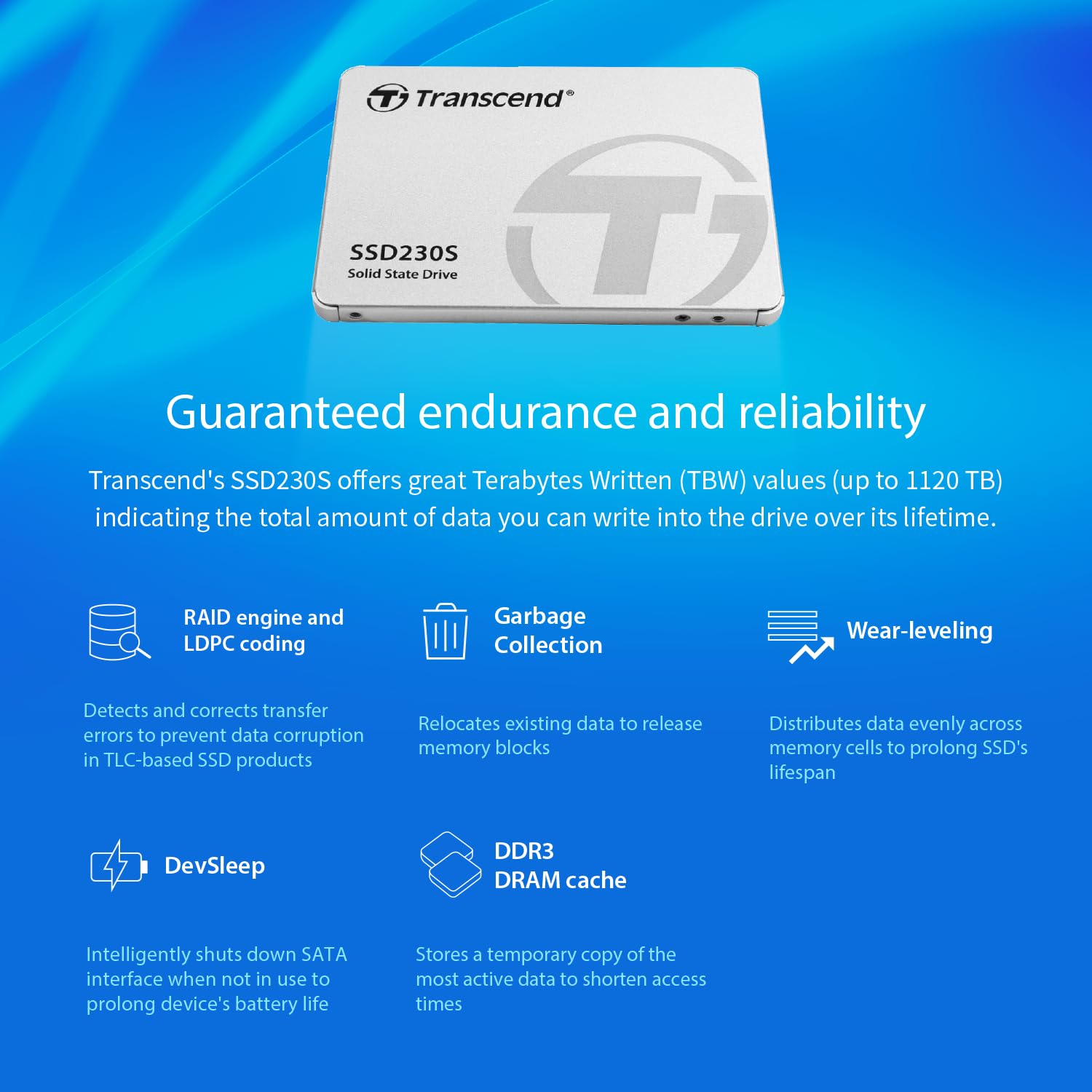TRANSCEND 512Go SSD interne 2.5p - SATA III 6Gb/s puce 3D TLC