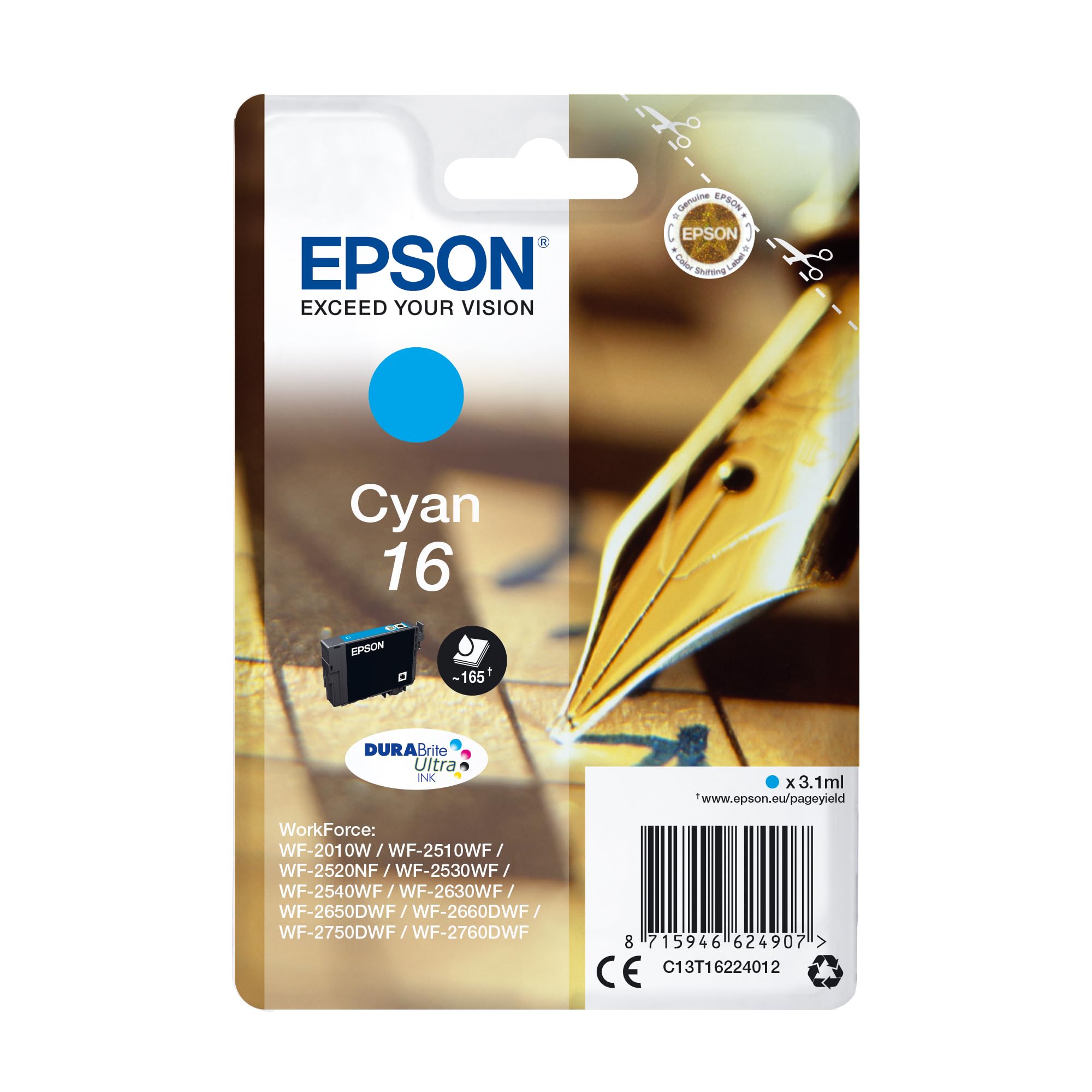 Cartouche EPSON C13T16224012 Durabri 16 - Cyan