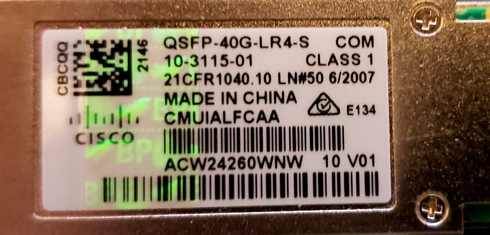 CISCO QSFP 40GBASE-LR4 Trnscvr Mod. LC. 10km. Enterprise-Class