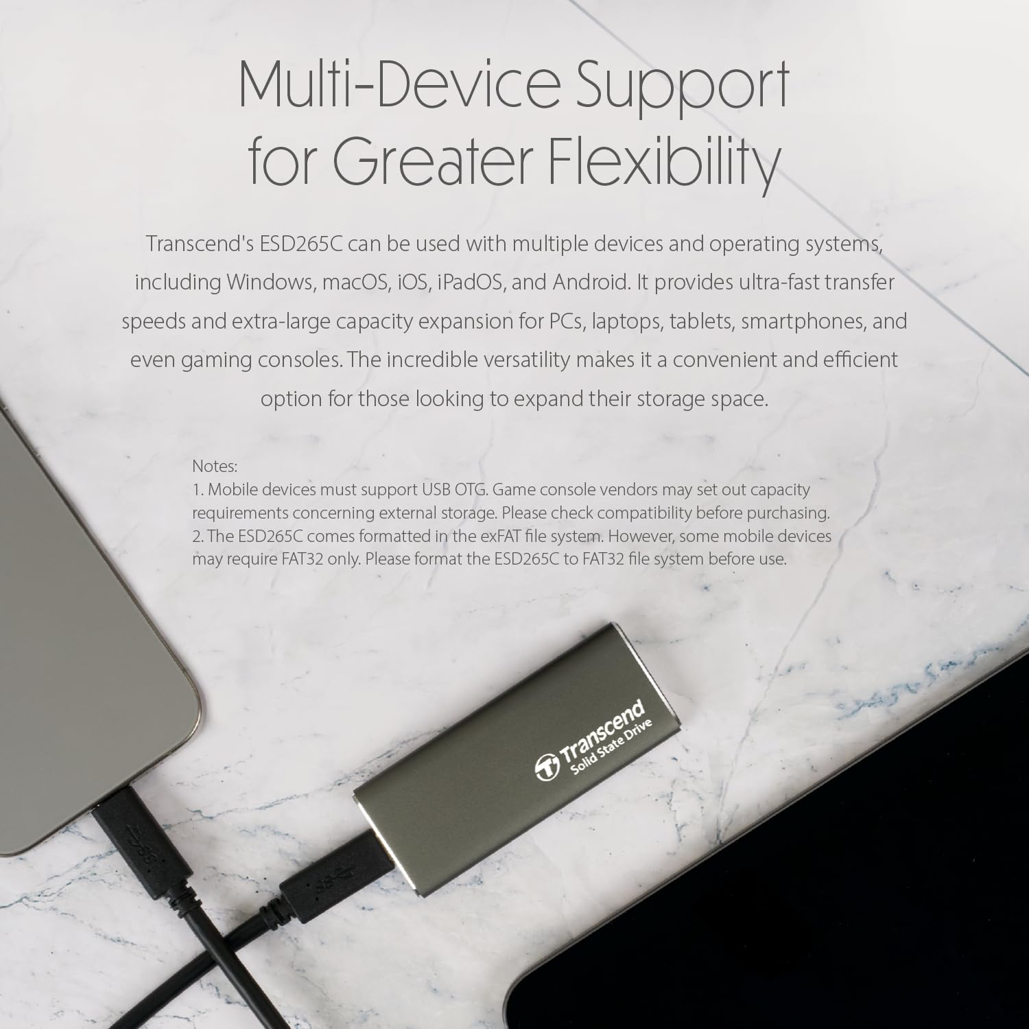 TRANSCEND ESD265C 2To External SSD USB 10Gbps Type C