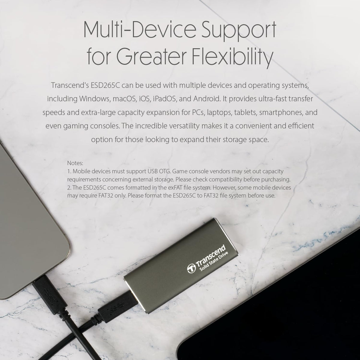 TRANSCEND ESD265C 1To External SSD USB 10Gbps Type C