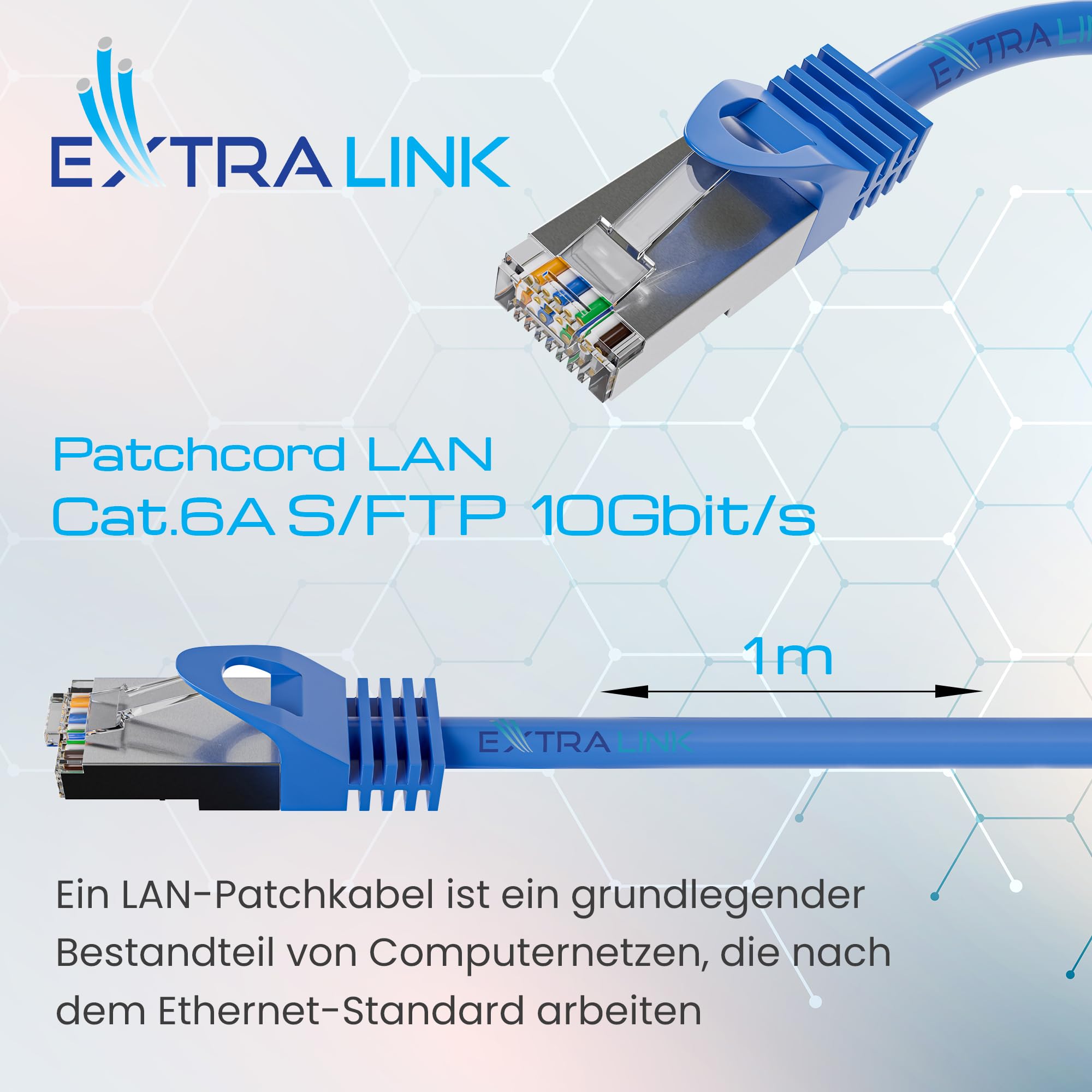 Extralink EX.6556 câble de réseau Bleu Cat6a SF/UTP (S-FTP)