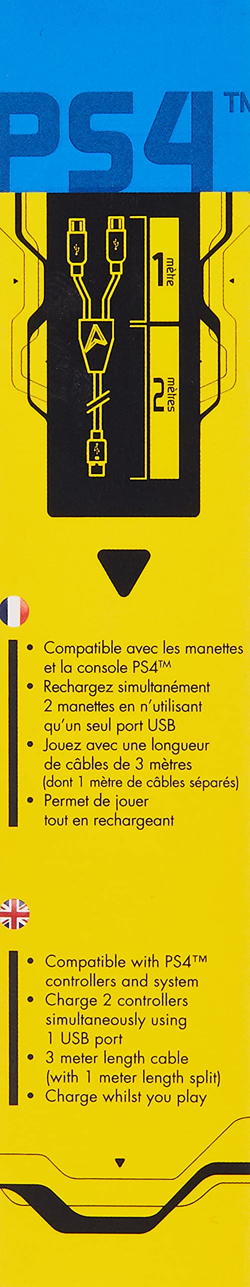LEXIP X STEELPLAY Cable Dual Play & Charge Pour Manettes Noir PS4