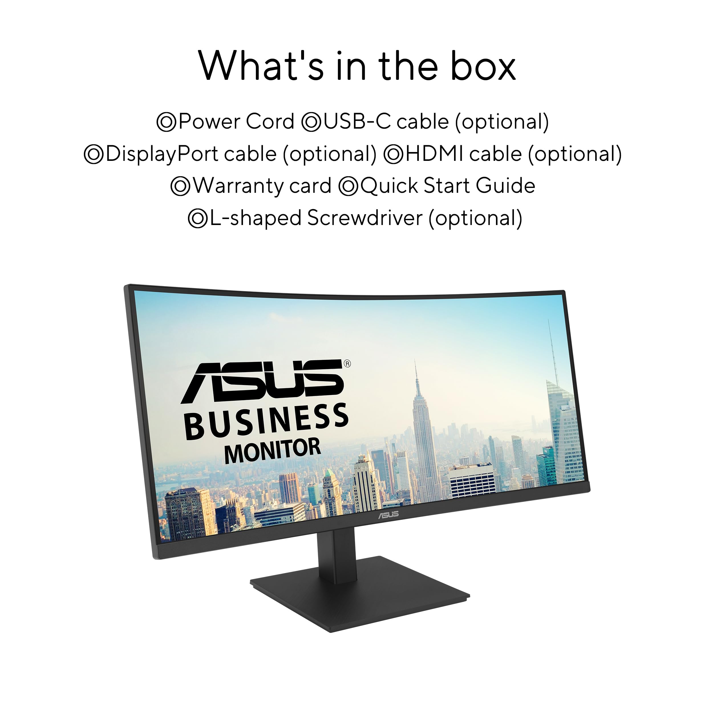 ASUS VA34VCPSR 34p VA WLED Curved 1500R UWQHD 21:9 100Hz 300cd/m2 4ms HDMI DP USB-C USB hub 3xUSB 3.2 G1 Type-A RJ45 Black