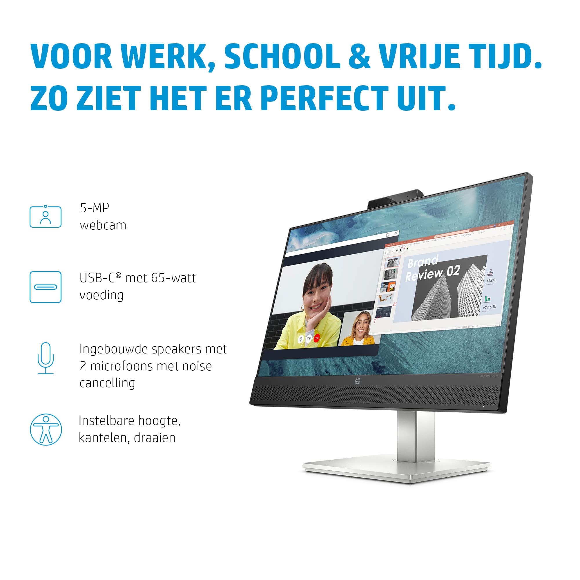 "HP E24m G4 60,5 cm (23.8"") 1920 x 1080 pixels Full HD Noir, Argent"