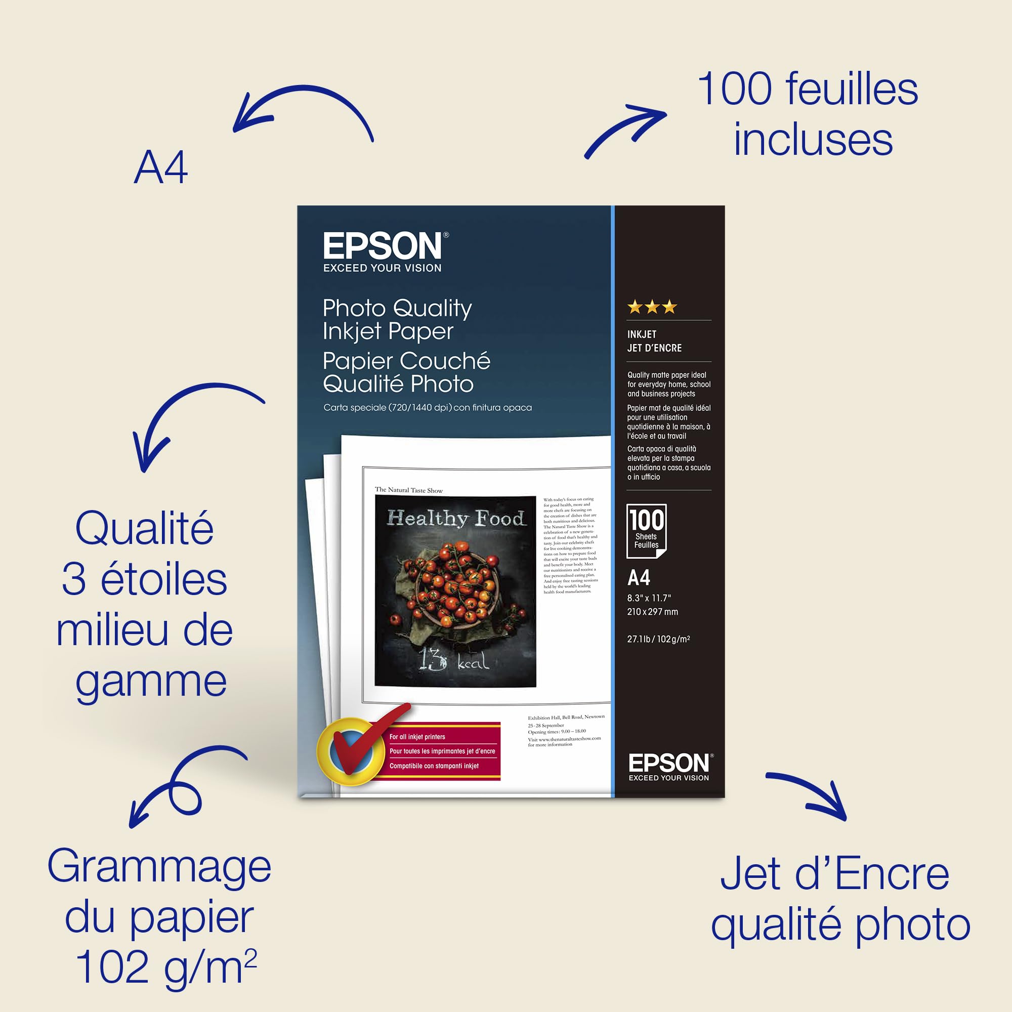 EPSON S041061 Matte photo papier inkjet 102g/m2 A4 100 feuilles pack de 1