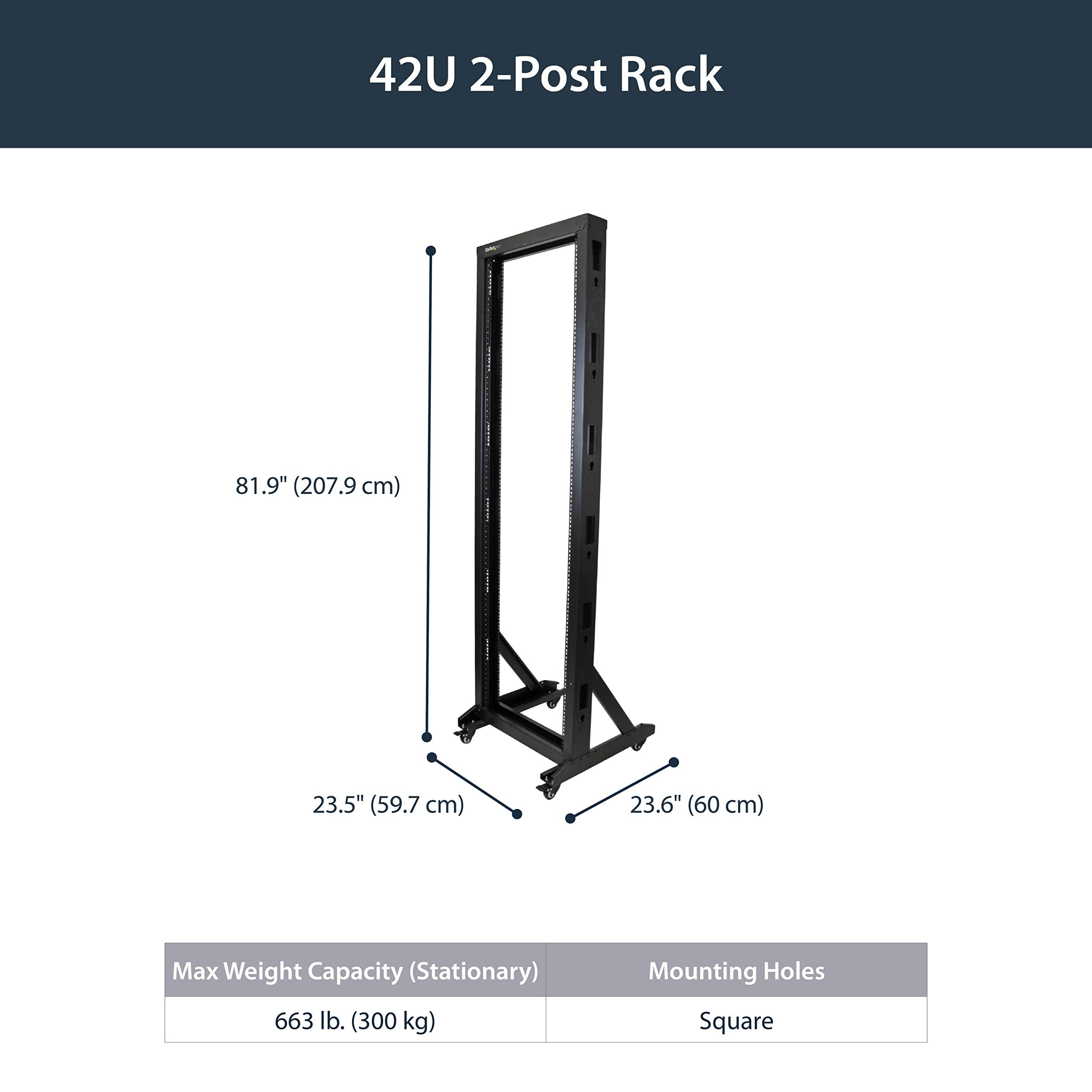 2-Post Server Rack with Casters - 42U