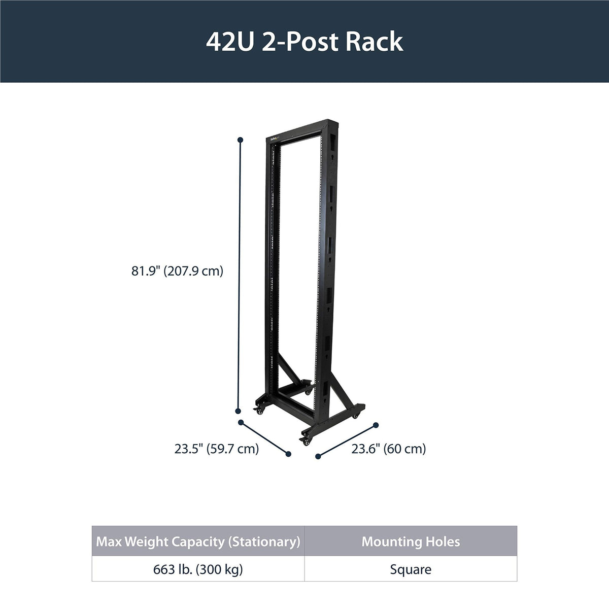 2-Post Server Rack with Casters - 42U