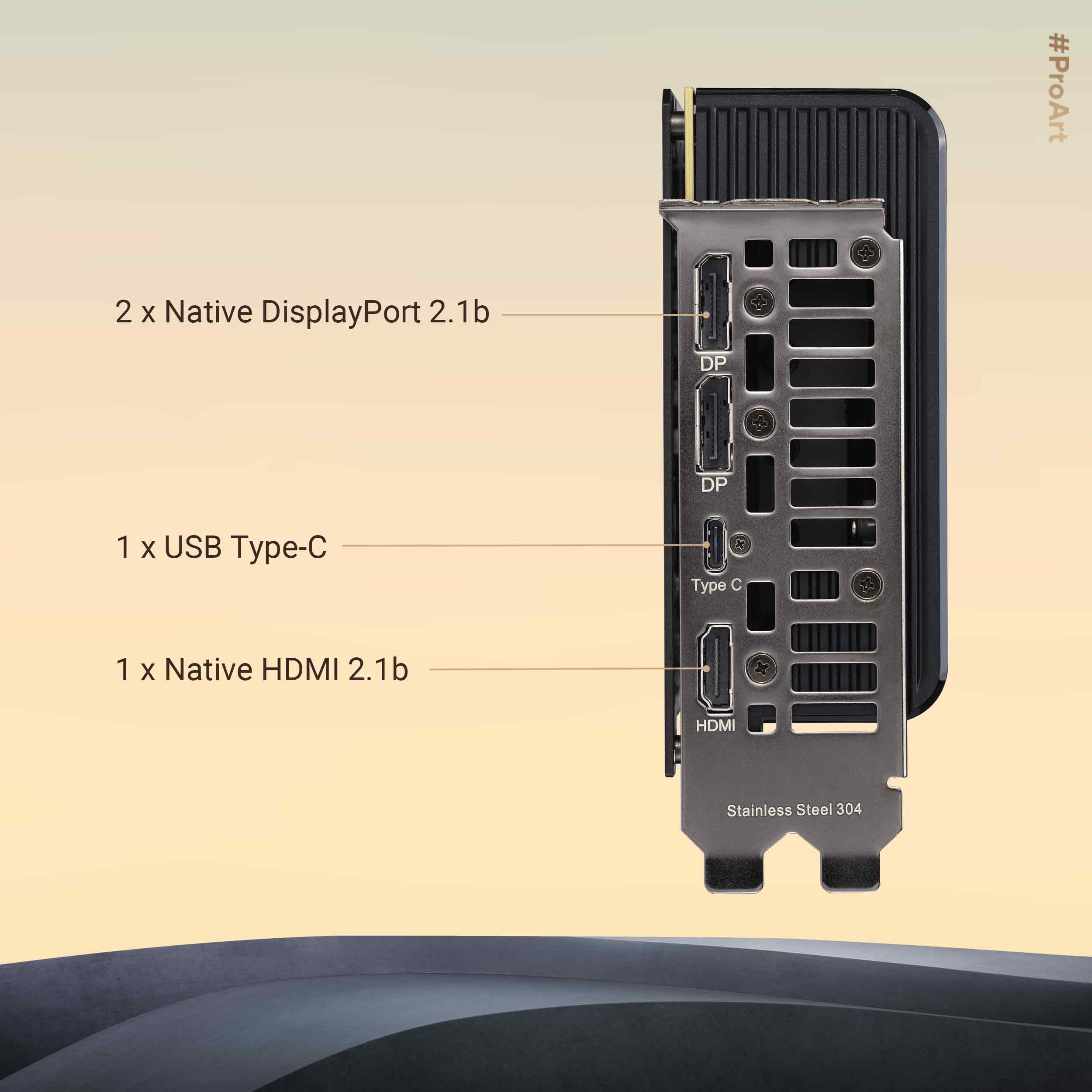ASUS ProArt GeForce RTX 5070 Ti OC Edition Graphics Card PCIe 5.0 16Go GDDR7 USB Type-C HDMI 2.1b 2xDisplayPort 2.1b