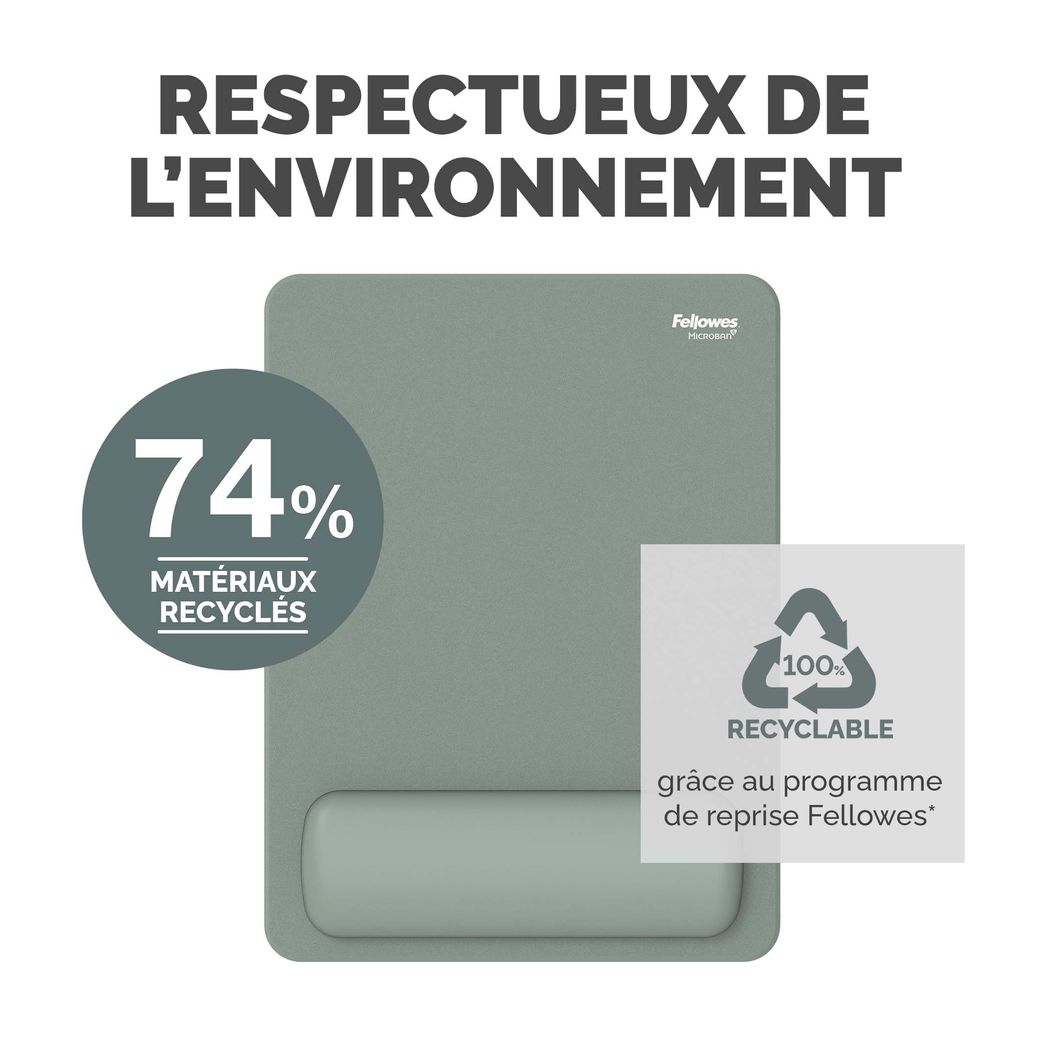 FELLOWES Tapis souris repose-poignets XL Breyta Sauge
