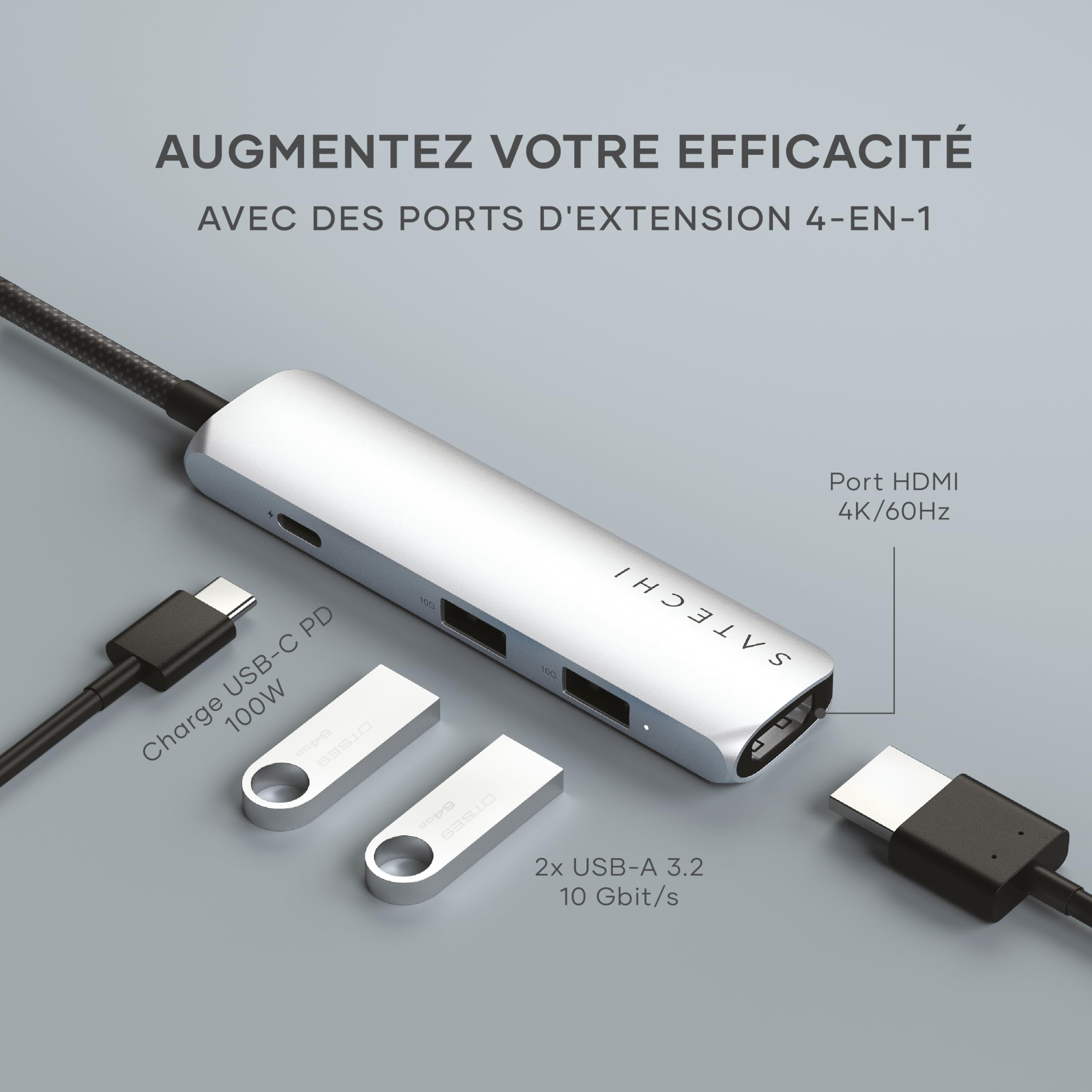 4-IN-1 USB-C MULTIPORT ADAPTER 4K SILVER