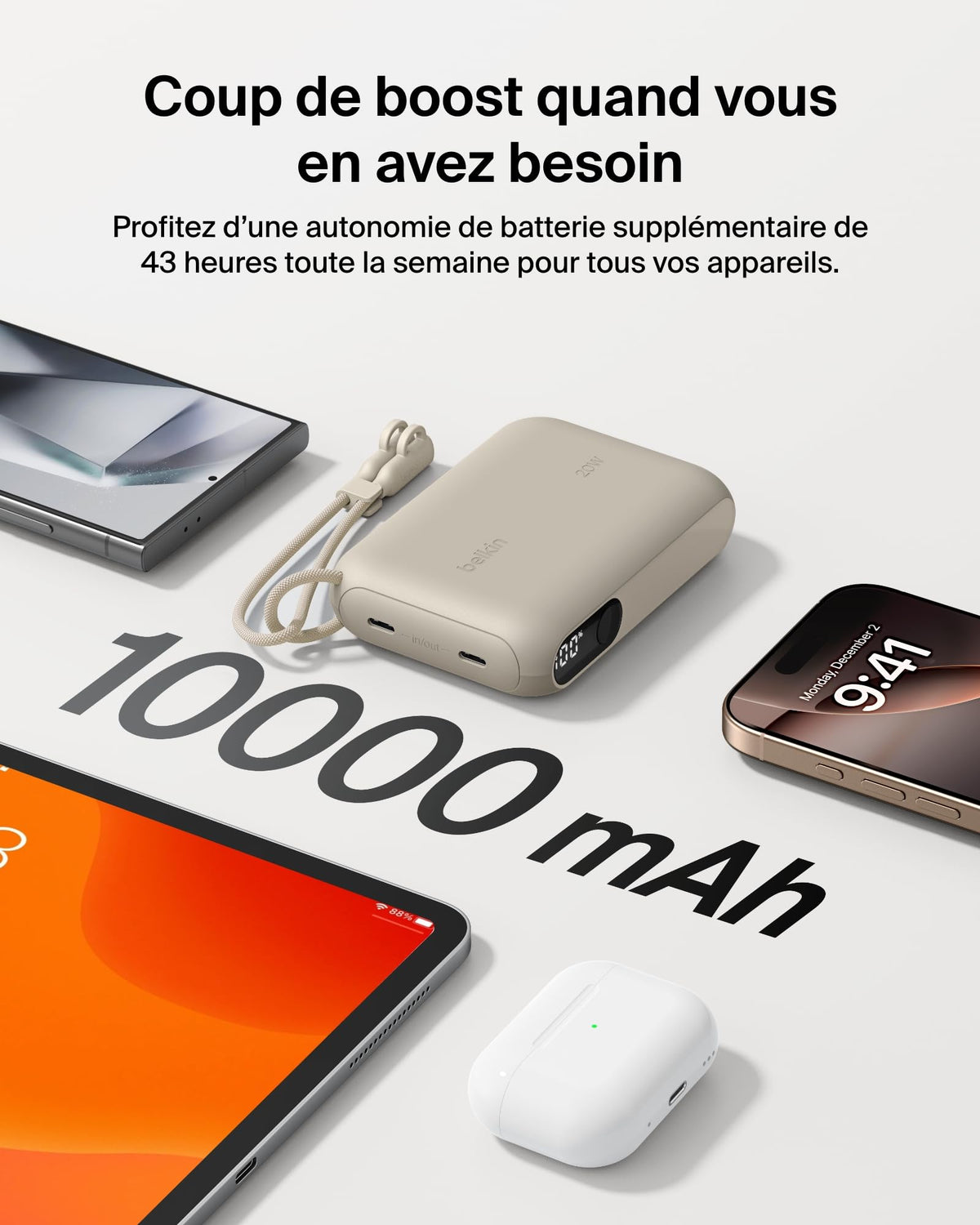 BELKIN 10k PD20W Power Bank with Display Sand
