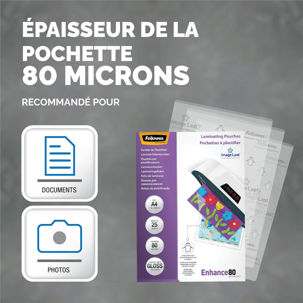 FELLOWES IL POCHETTES A4 80 MICRONS X 25