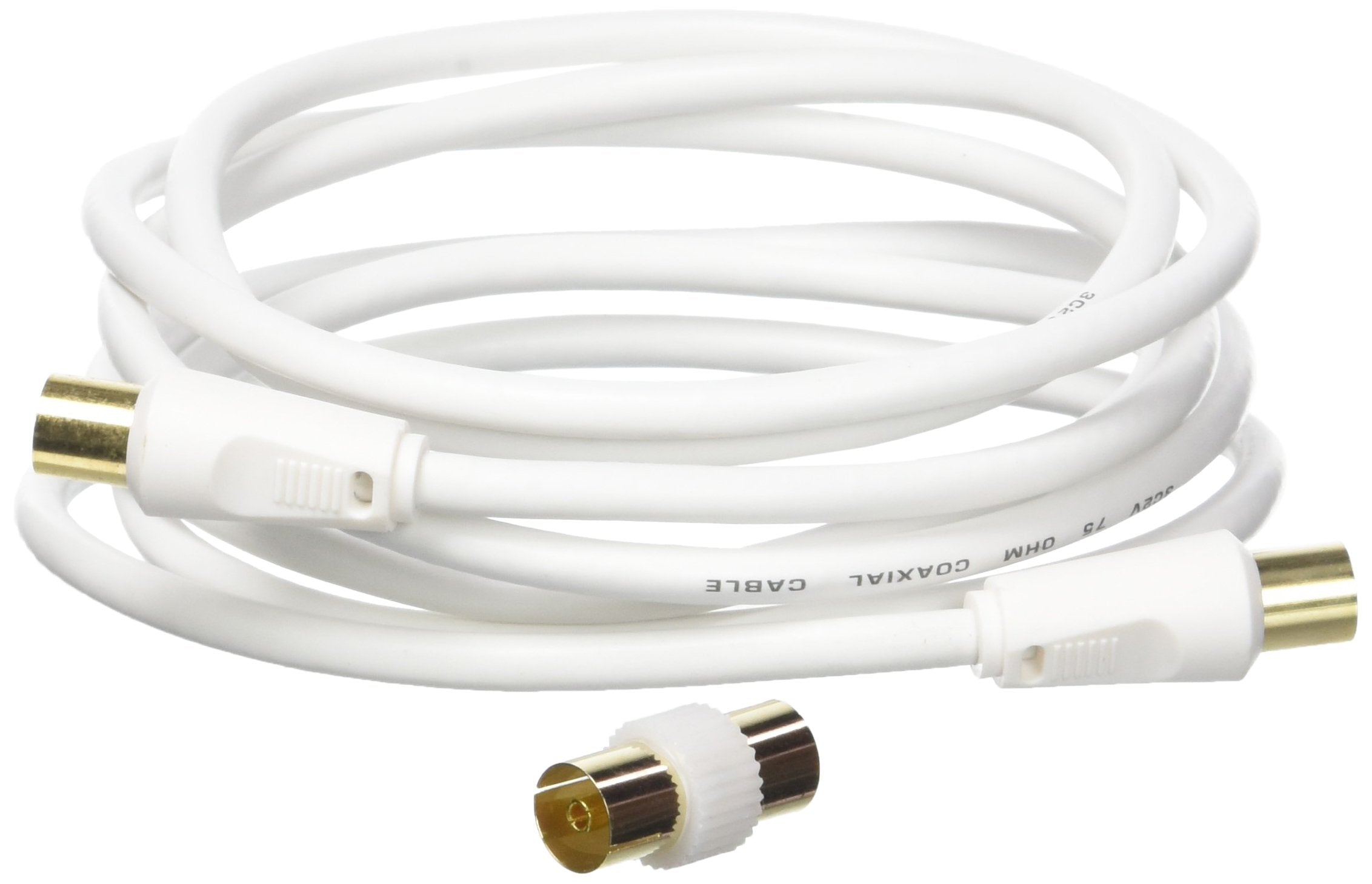 MCL Câble d antenne TV 9,5mm mâle / mâle 90 dB HQ + adapt - 2m