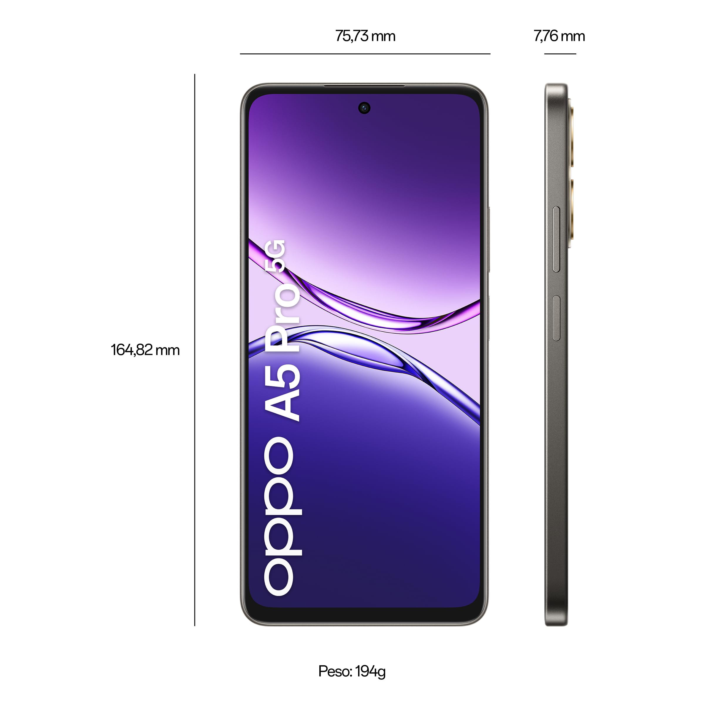 Oppo A5 Pro 5G (Double Sim - Ecran 6.67' - 256 Go, 8 Go RAM - Noir