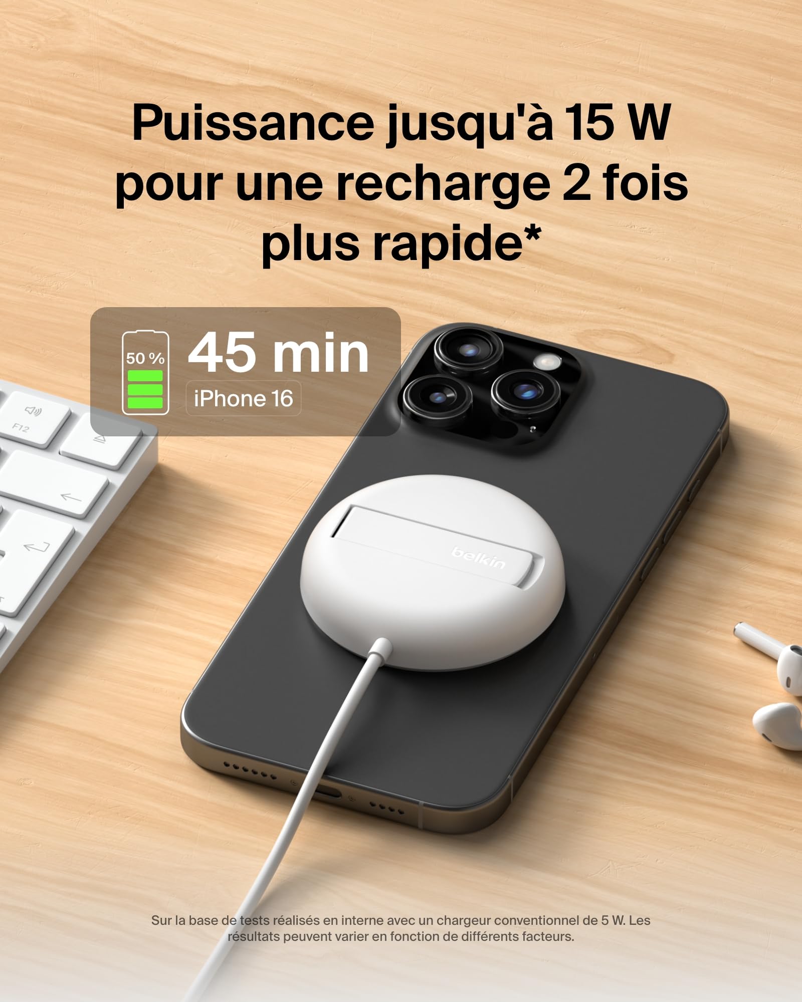 BELKIN BOOST CHARGE Qi2 15w Magnetic Pad White w/o PSU