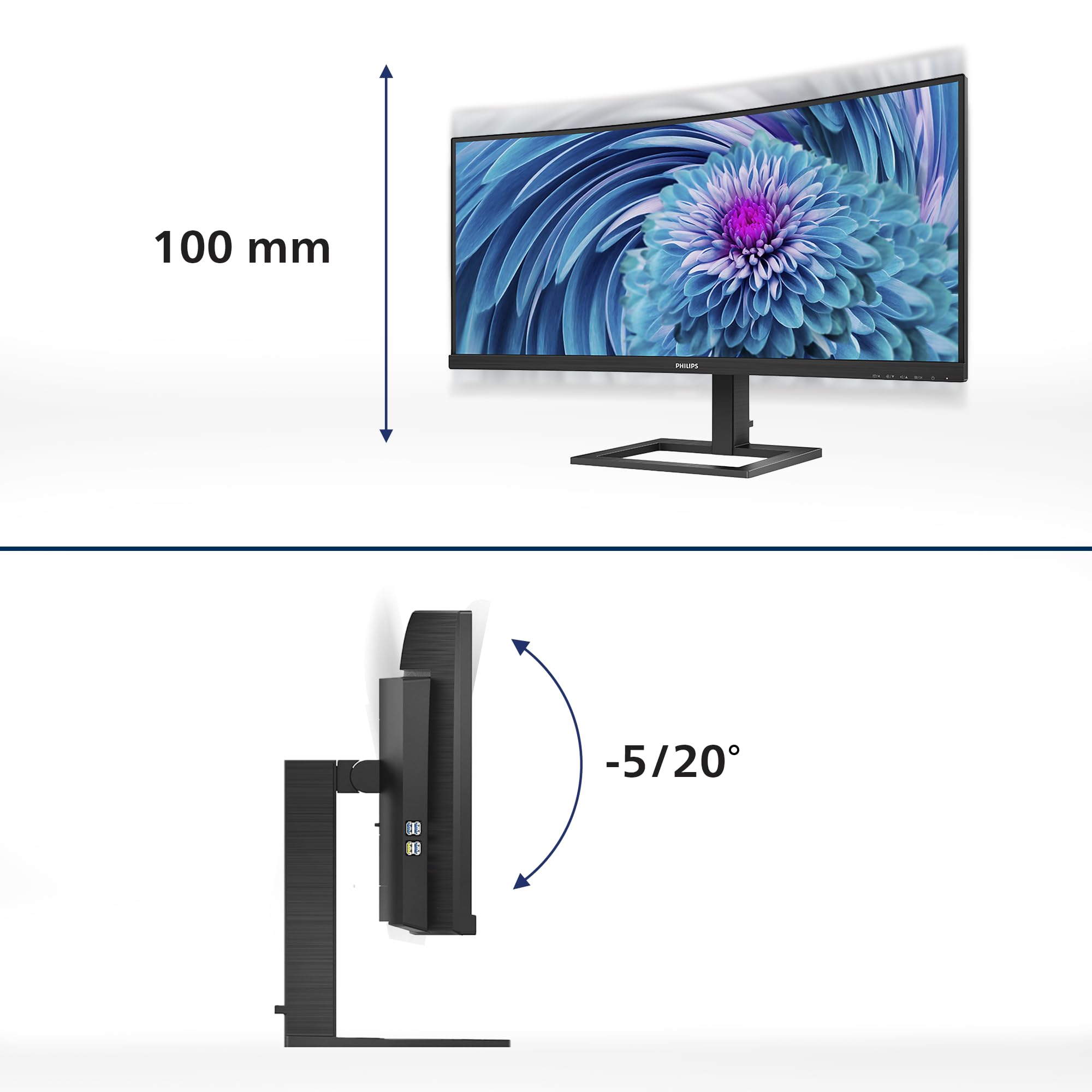 PHILIPS 346E2CUAE/00 34p Curved VA WLED 3440x1440 21:9 300cd/m2 4ms 100Hz HDMI DP1.2
