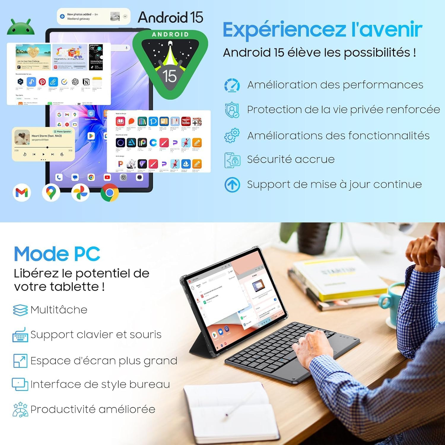 Blackview TAB 90 (4G/LTE - Android 14 - 11'' - 128 Go, 8 Go RAM) Gris