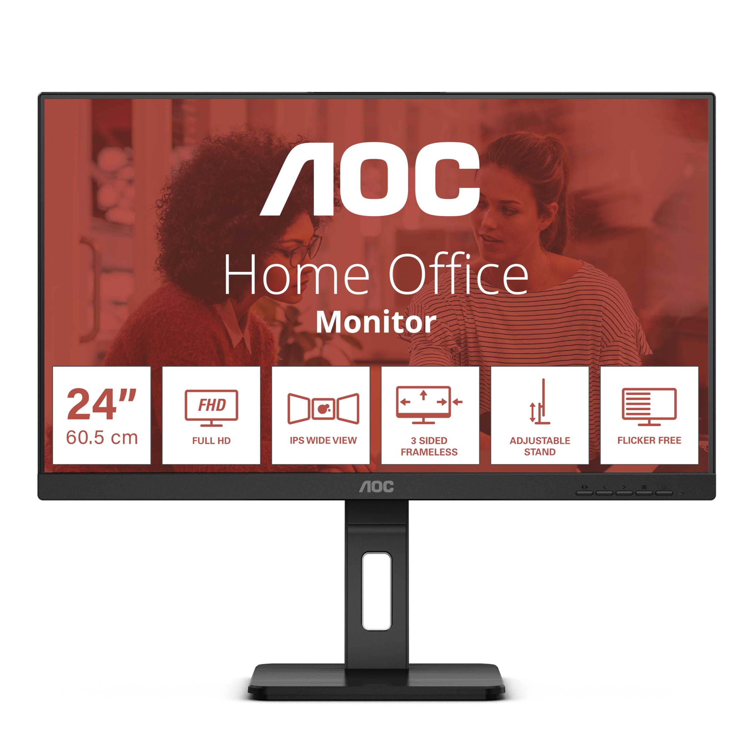 AOC 24E3QAF Écran LED - 24" - 1920 x 1080 Full HD (1080p) @ 75 Hz - IPS - 1000:1 - 4 ms - HDMI, VG DP , HAS pivot Haut- parleurs
