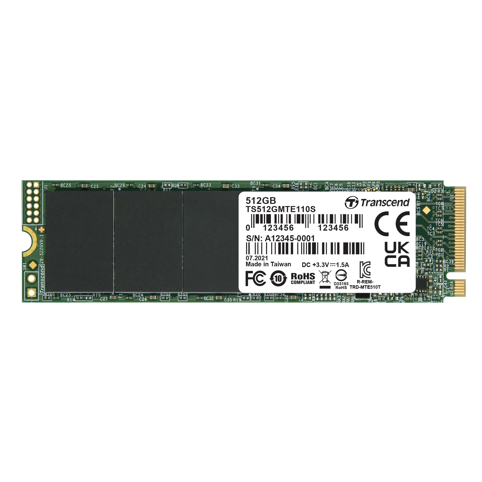 TRANSCEND 512Go M.2 2280PCIe Gen3x4 puce 3D TLC sans DRAM
