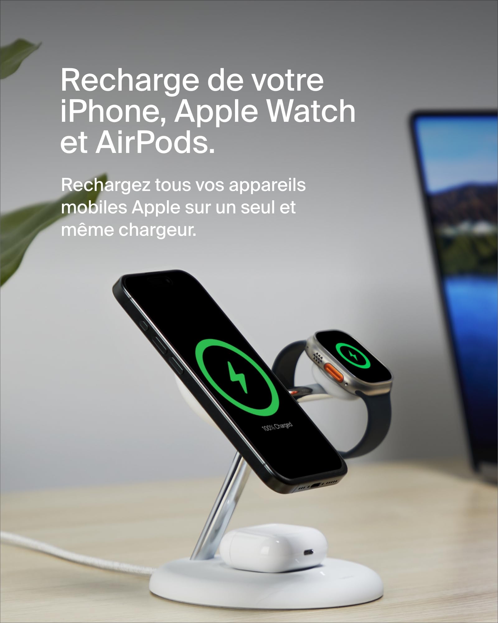BELKIN BOOST CHARGE PRO 3in1 Qi2 15w Magnetic Adjustable Charging Stand
