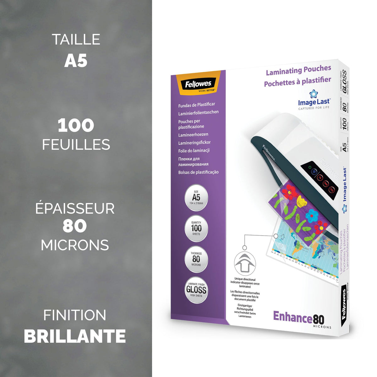 FELLOWES IL LAMINATING POUCH 80MIC A5 100PK