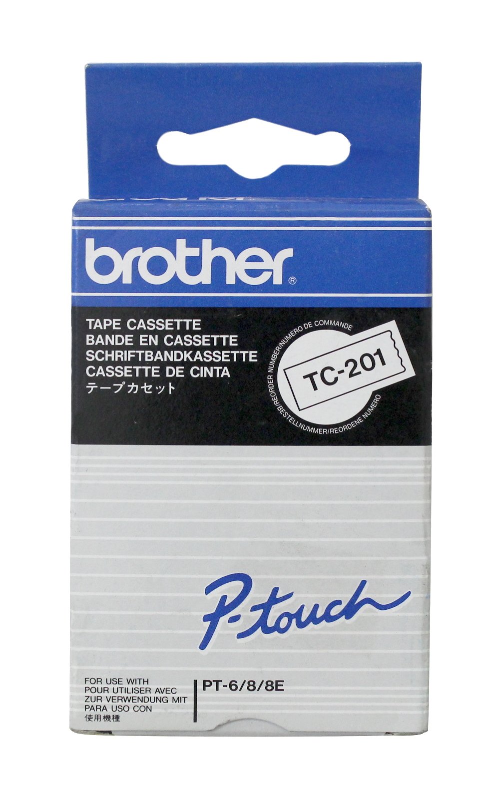 BROTHER P-TOUCH TC-201 noir sur blanc 12mm