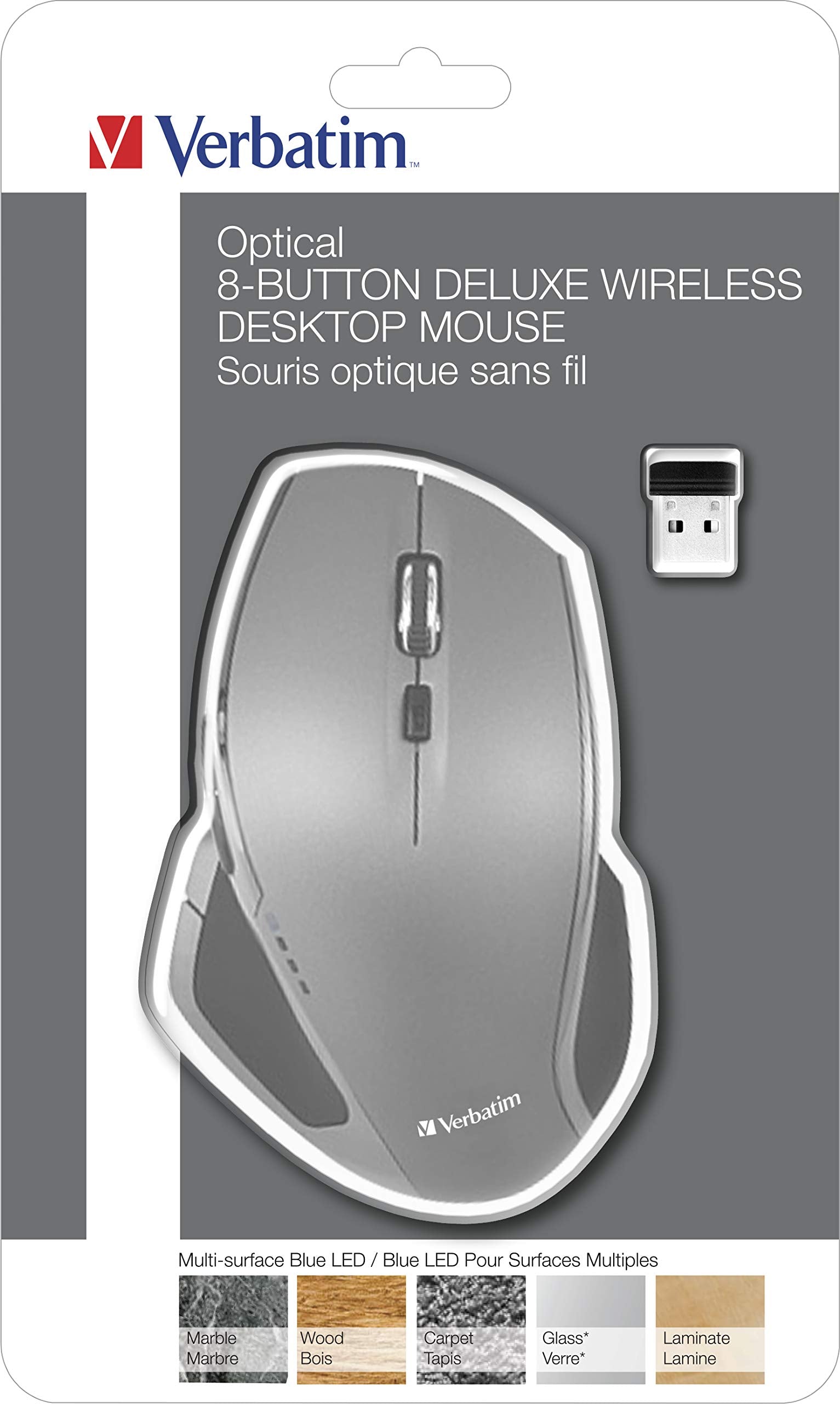 VERBATIM WIRELESS DESKTOP MOUSE DELUXE 8 BUTTON BLUE LED WCF (P)