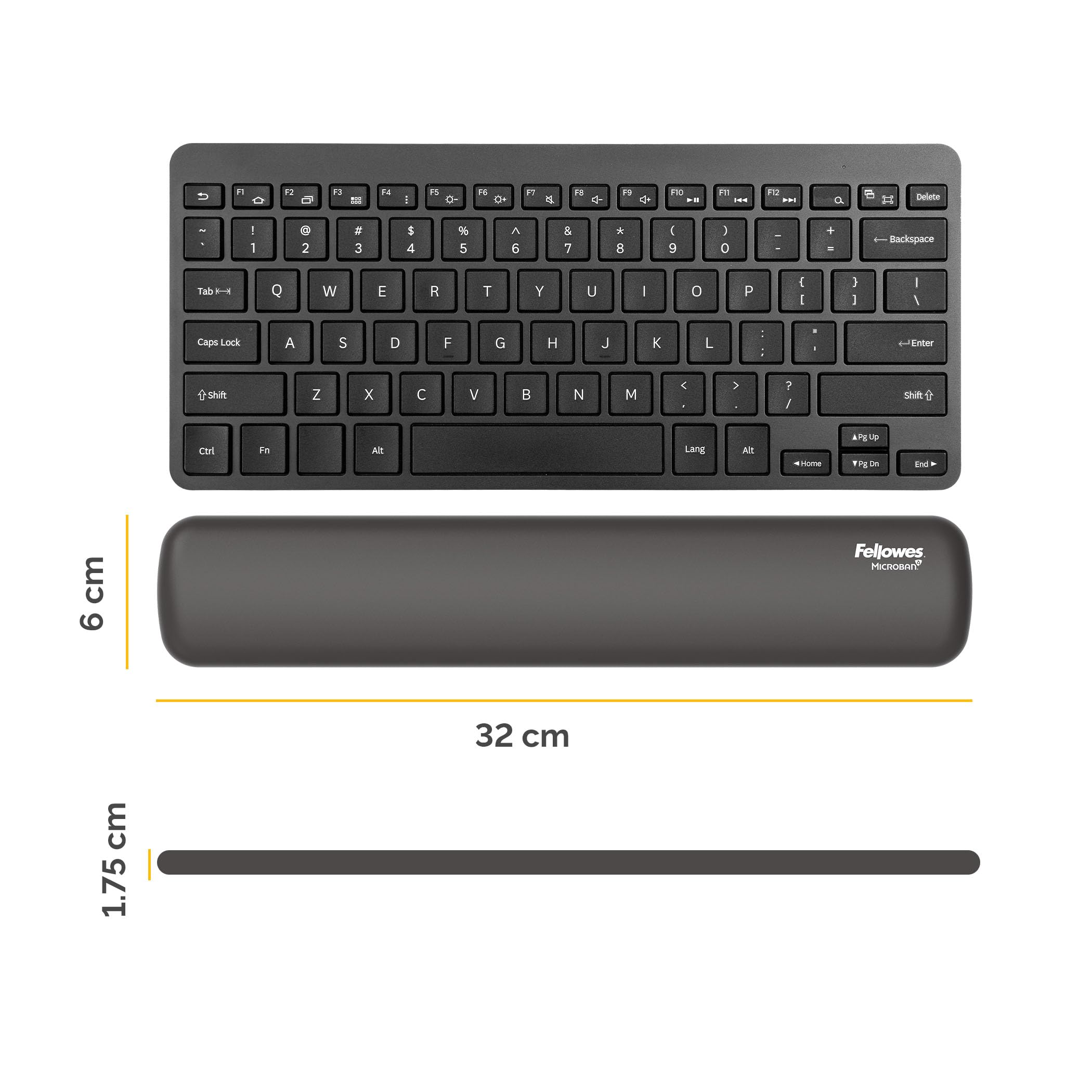 FELLOWES Repose-poignets clavier compact Breyta Noir