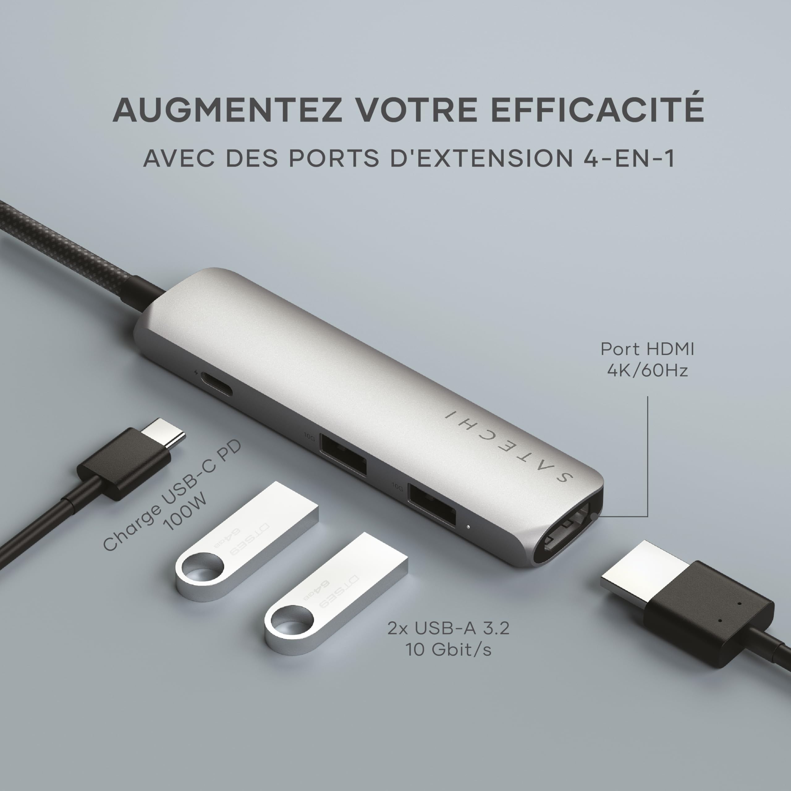 4-IN-1 USB-C MULTIPORT ADAPTER 4K SP GRY