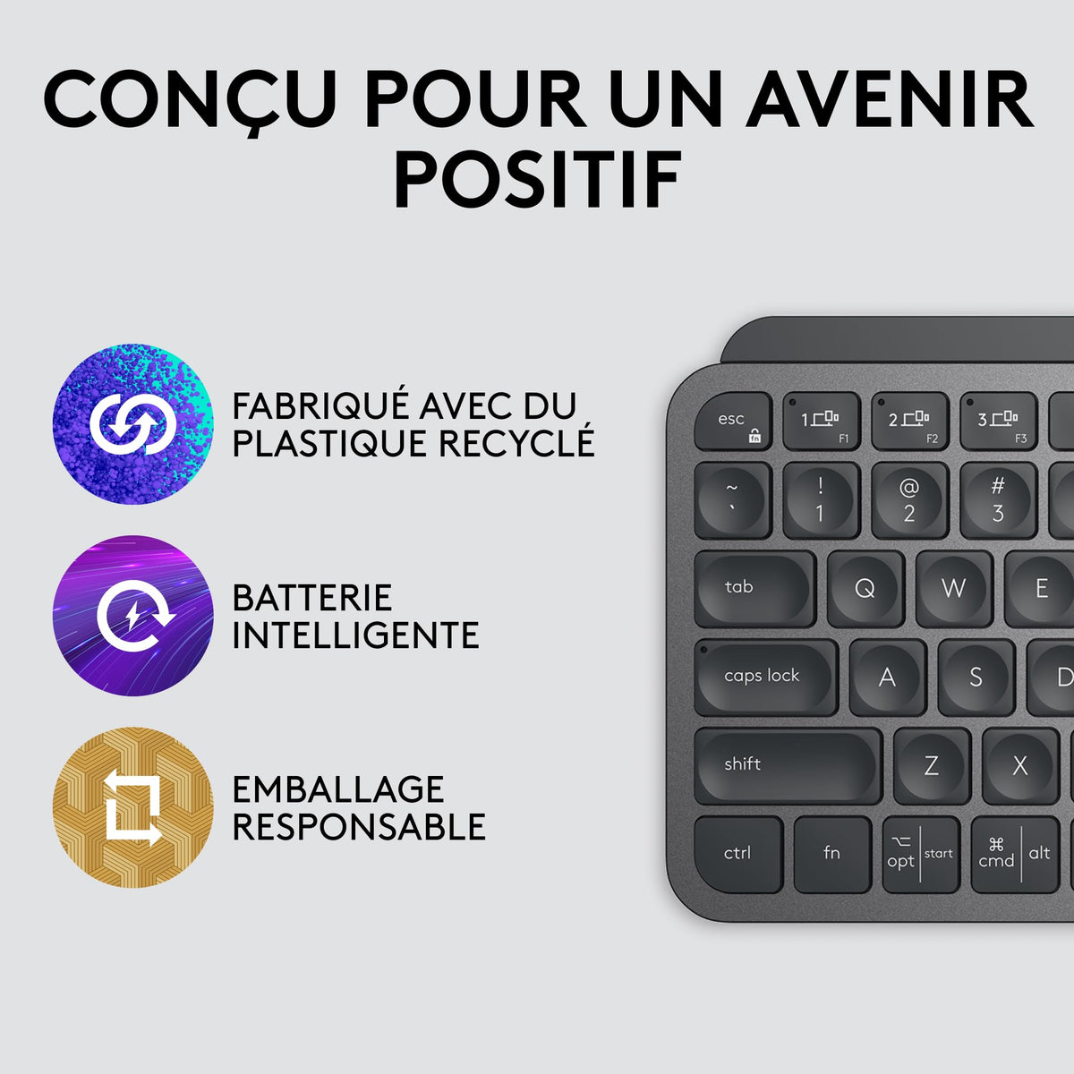 LOGITECH MX Keys Mini Minimalist Wireless Illuminated Keyboard - GRAPHITE - CENTRAL (FR)