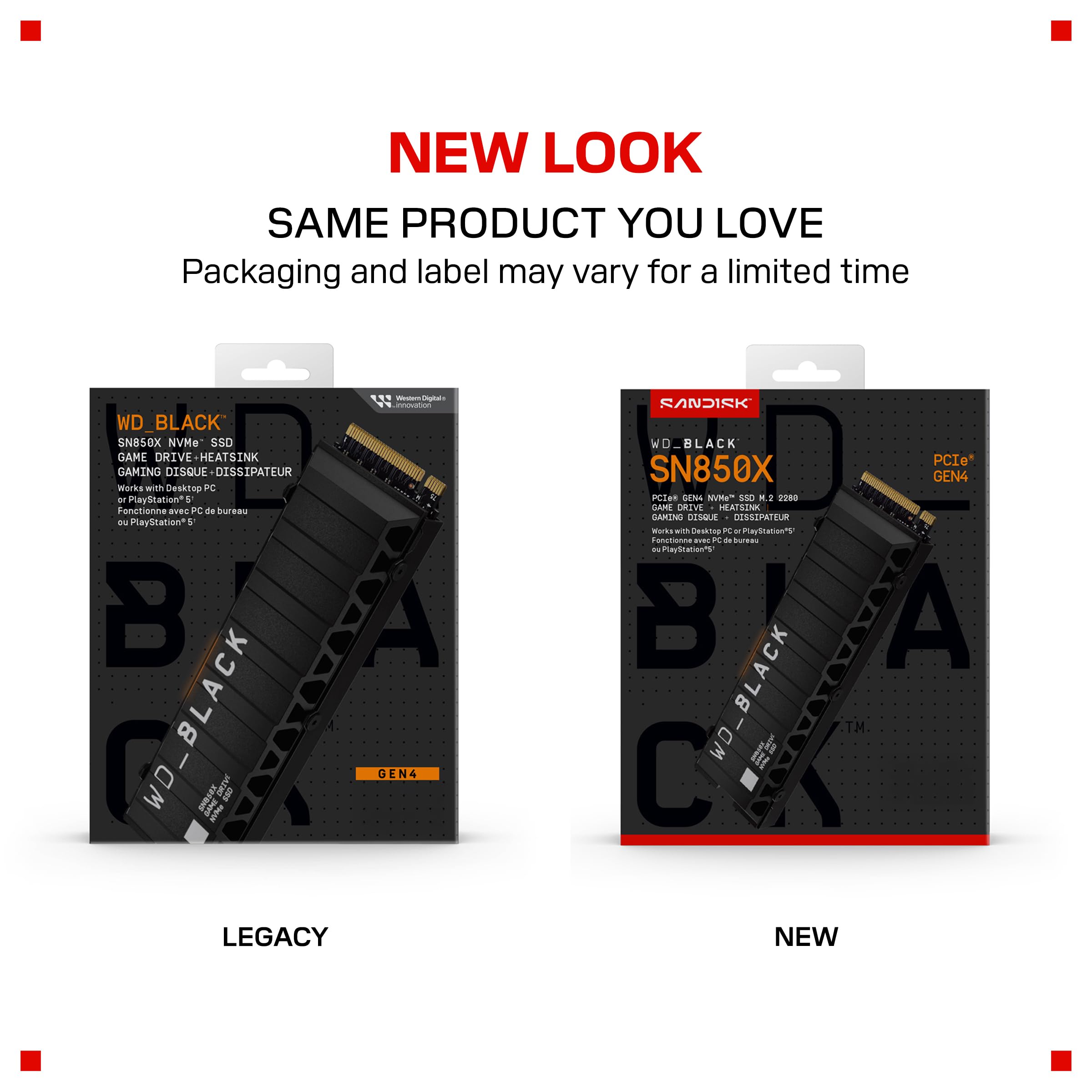 WD Black 2To SN850X NVMe SSD Supremely Fast PCIe Gen4 x4 M.2 with heatsink internal single-packed POWERED BY SANDISK