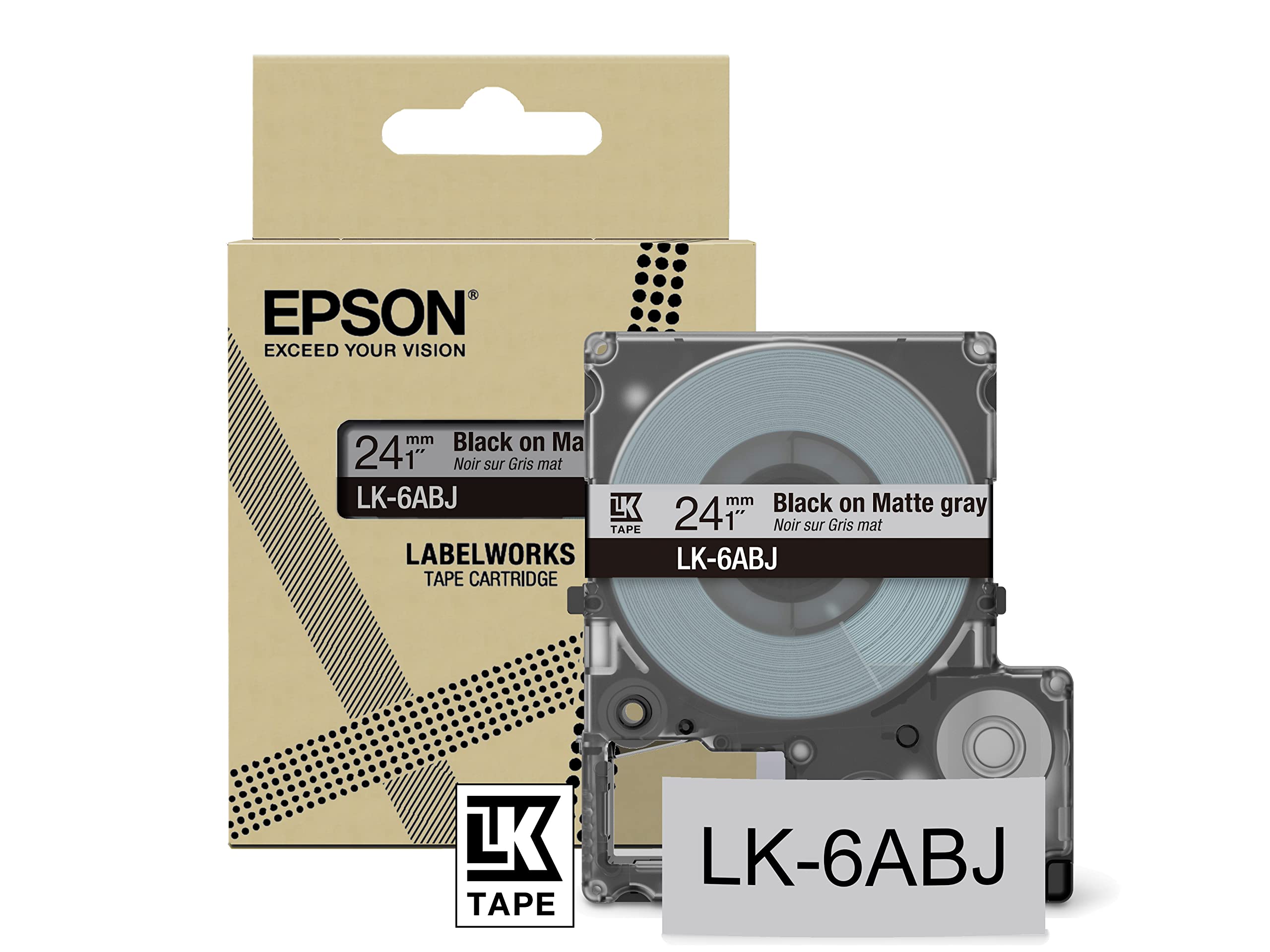 EPSON Matte Tape Grey/Black 24mm 8m LK-6ABJ