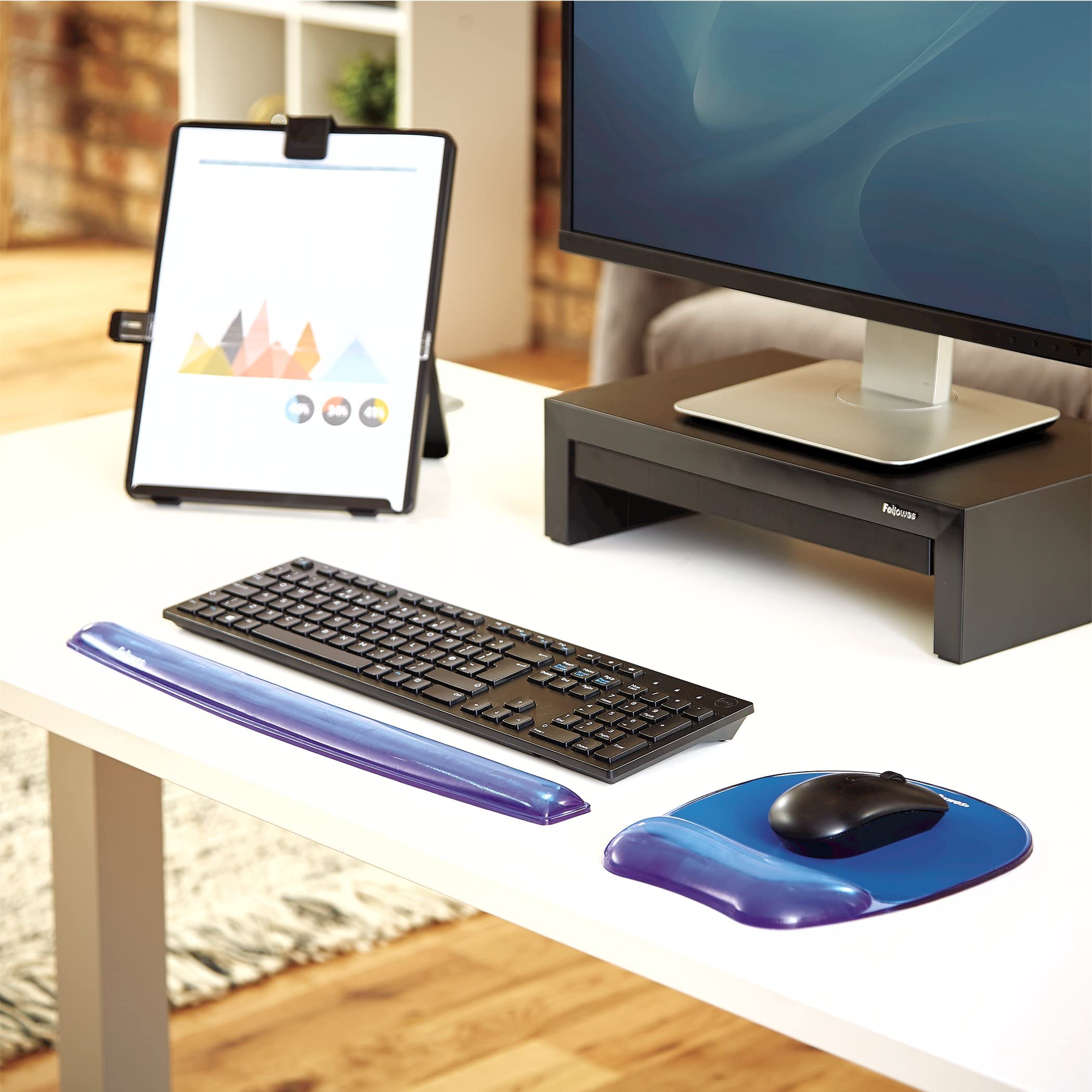FELLOWES Tapis de souris - Repose-poignet Gel Crystal™ Bleu