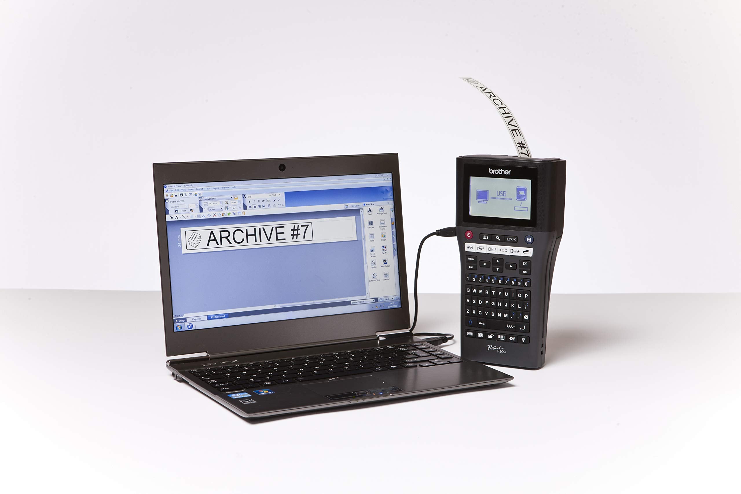 BROTHER PTH500YP Etiqueteuse portable et connectable avec clavier AZERTY. jusqu a 7 lignesd impression. 30mm/sec.