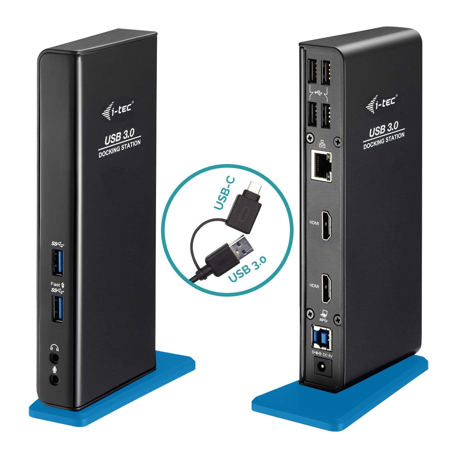 I-TEC USB 3.0/USB-C Dual HDMI Docking Station 2xHDMI 1xGLAN 2xUSB 3.0 4xUSB 2.0 1xAudio 1xMic